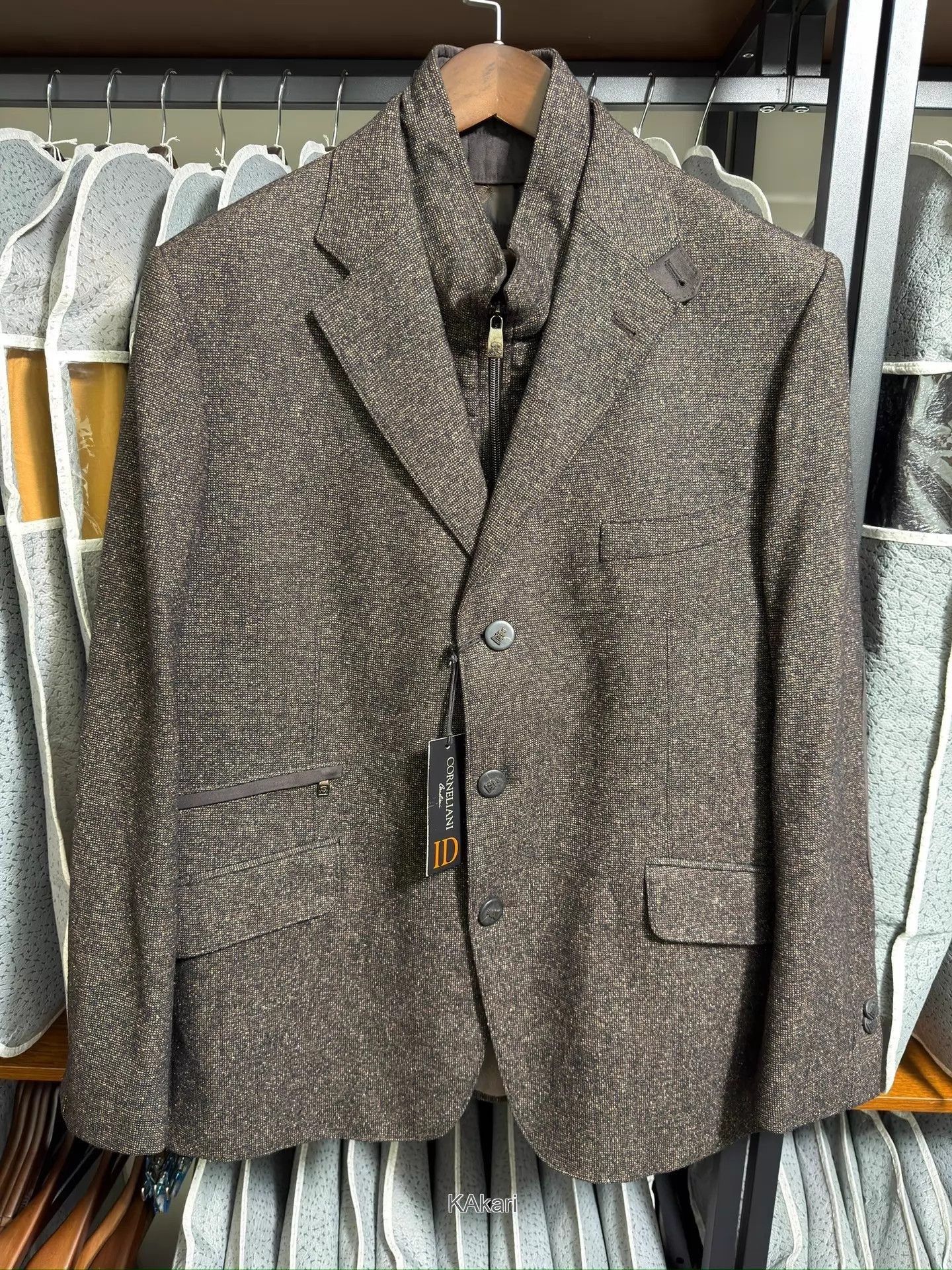 Corneliani Multi-Color Textured Blazer with Button Closure Size US XXS / EU 40 - 1 Thumbnail