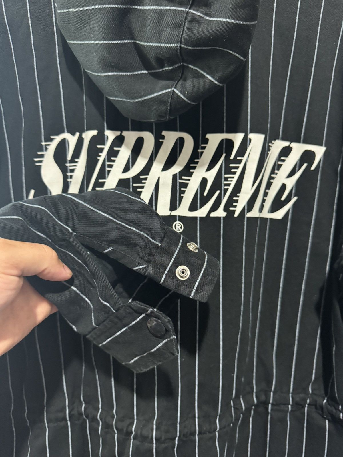 Supreme Supreme Pinstrip Twill Parka Medium Black Size US M / EU 48-50 / 2 - 7 Thumbnail