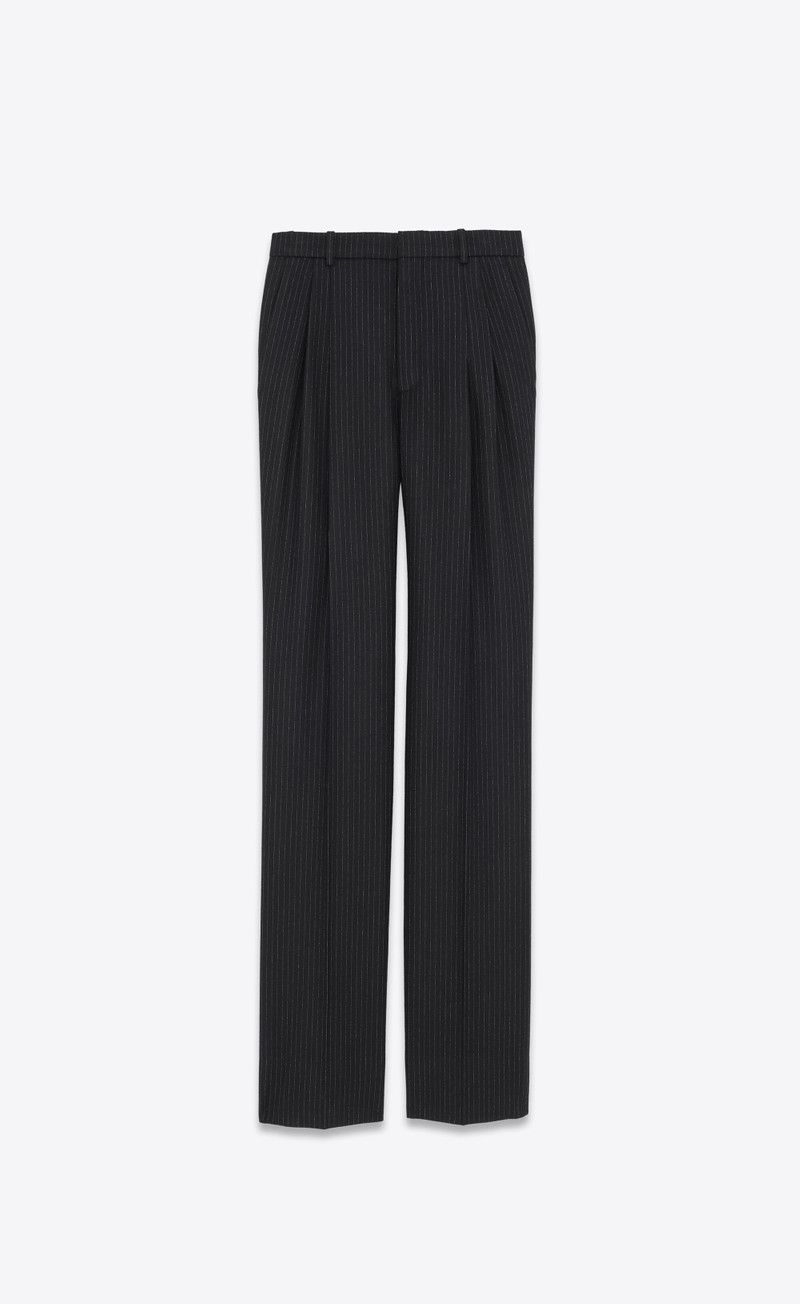 Saint Laurent Paris oc11z1225 780236 High Waisted Pants in Striped Wool Flannel Size US 30 / EU 46 - 1 Thumbnail