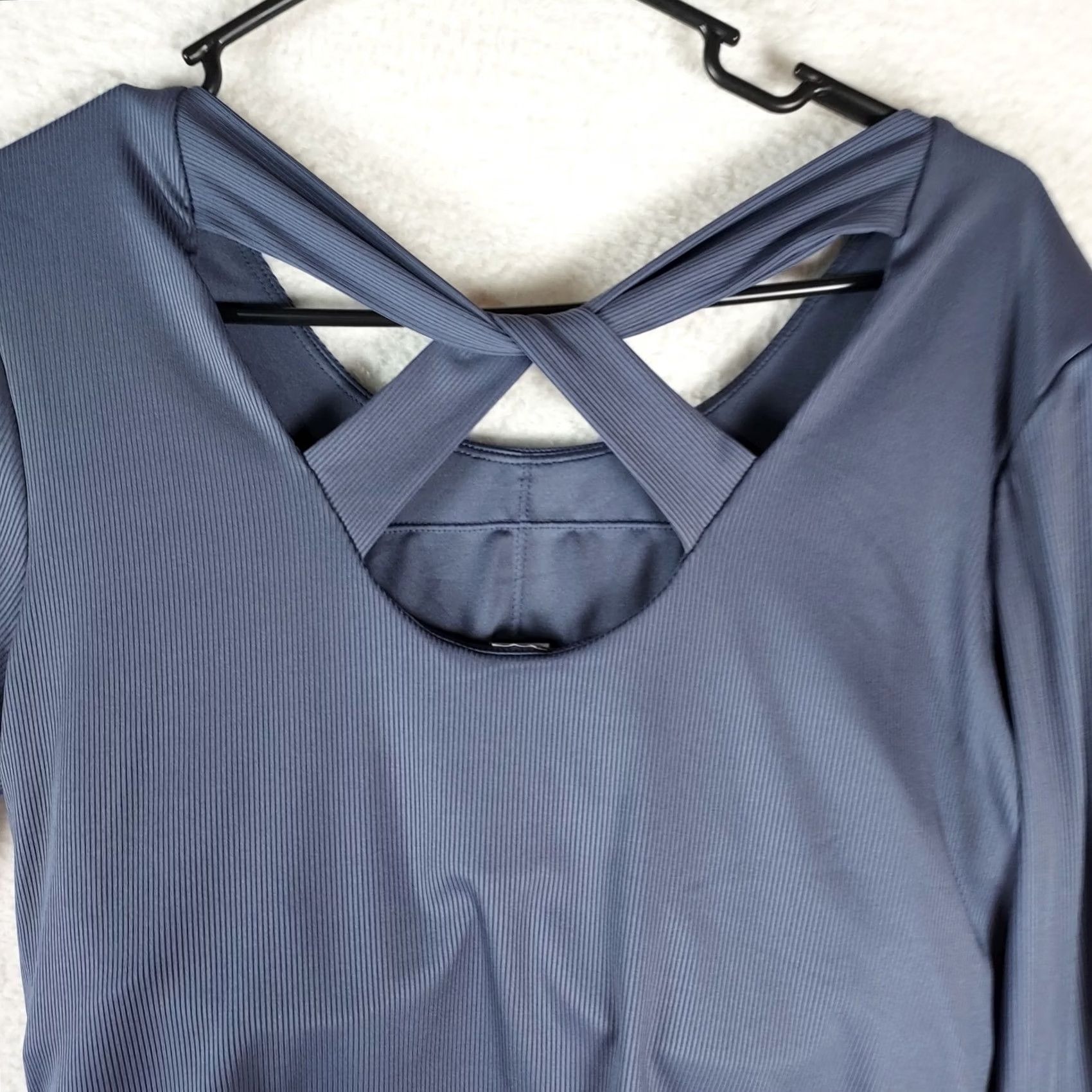 Vintage Velocity Women’s Rib Melody Long Sleeve Top Pullover Athletic Blue L Shirt Women Growthspring Size L / US 10 / IT 46 - 3 Thumbnail