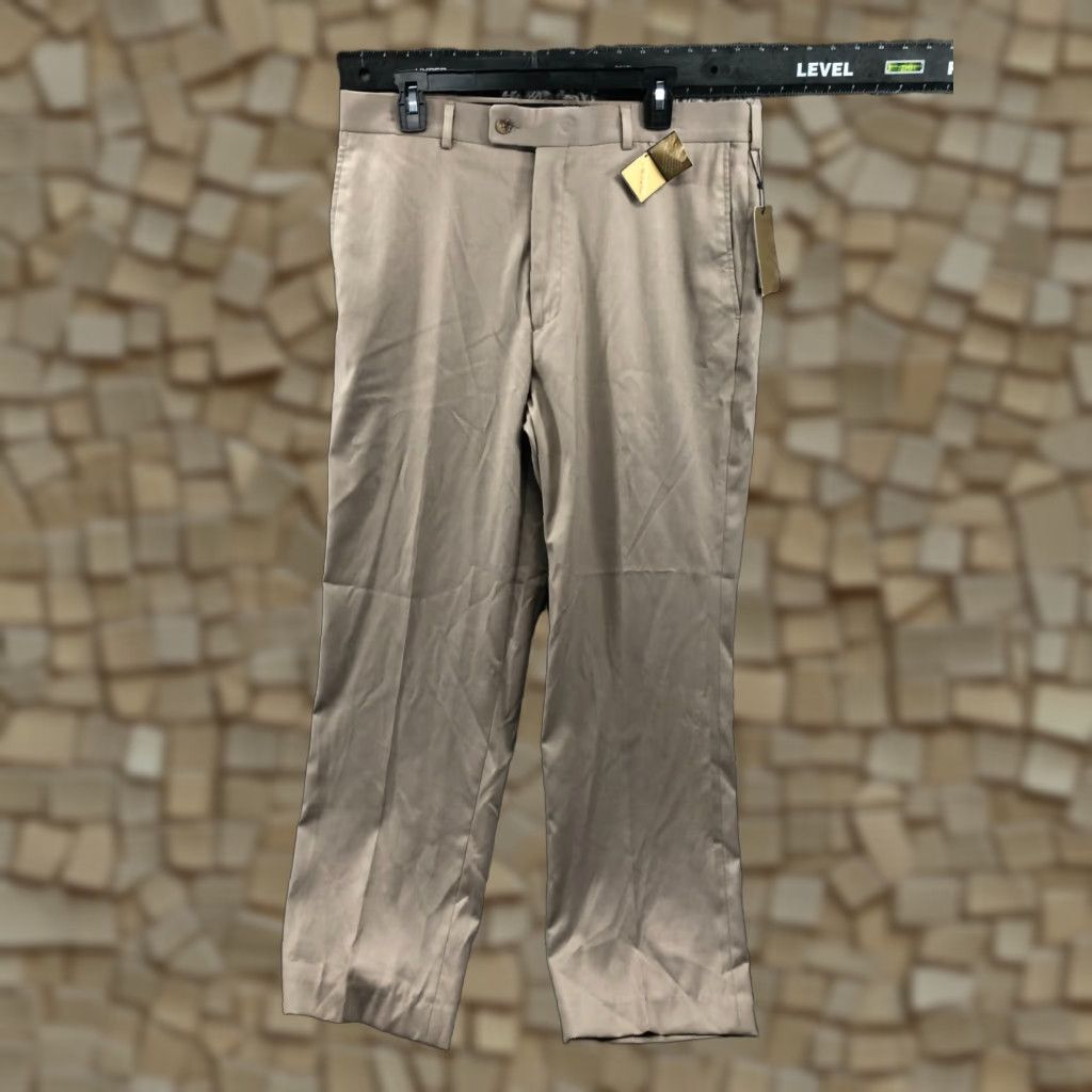Vintage Axist Slack Dress Pants 34x30 Beige Hook & Eye Flat Front Classic Slacks Men Size 34 Regular New Beige Axist Pants Size US 34 / EU 50 - 1 Thumbnail