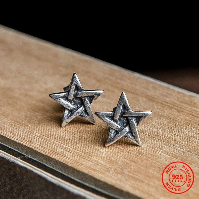 Jewelry Star Stud Earrings 925 Sterling Silver Ear Jewelry Gift Size ONE SIZE - 2 Thumbnail