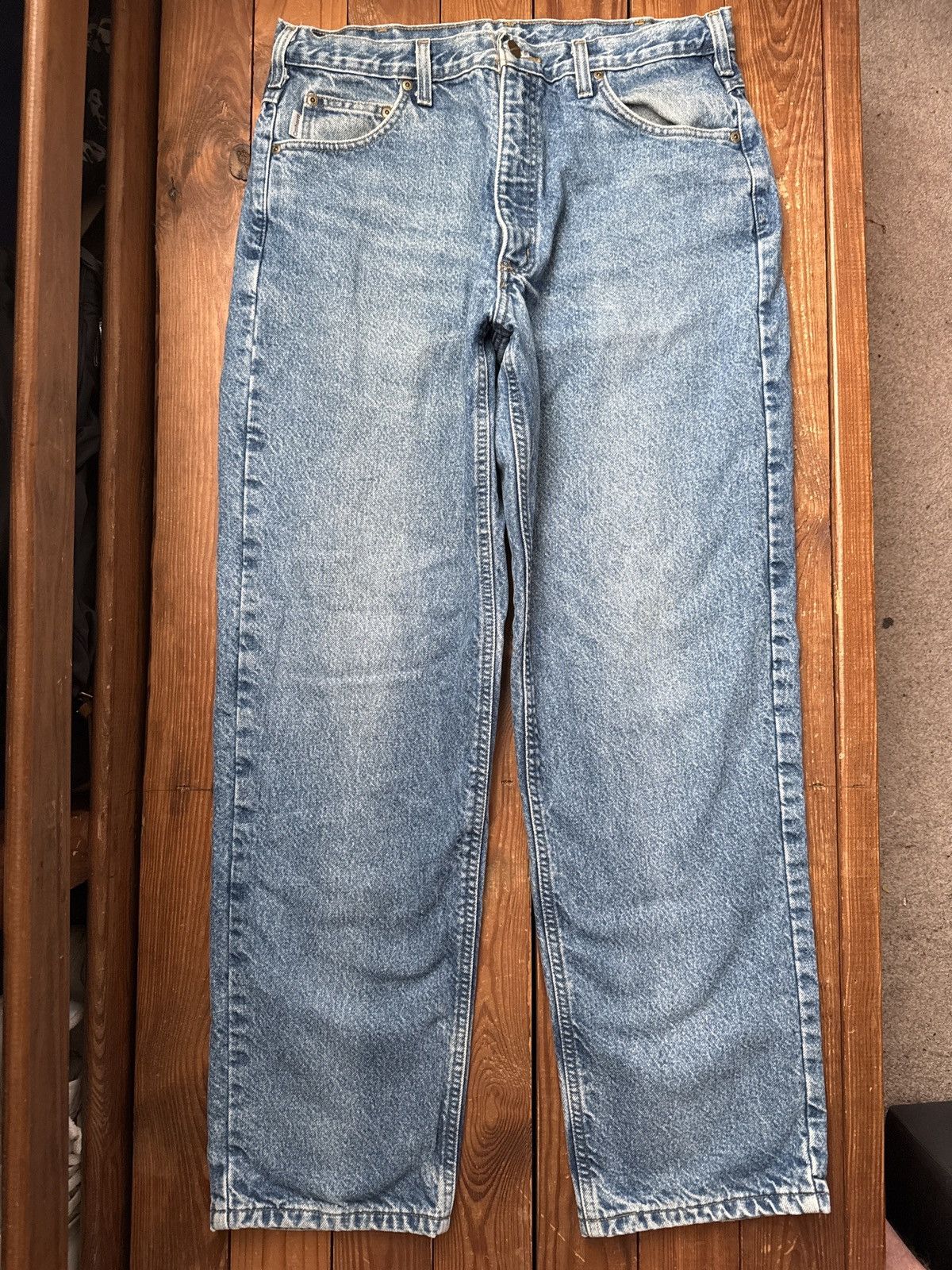 Carhartt Vintage 90s Carhartt Blue Denim Flannel Lined Jeans Size US 33 - 2 Thumbnail