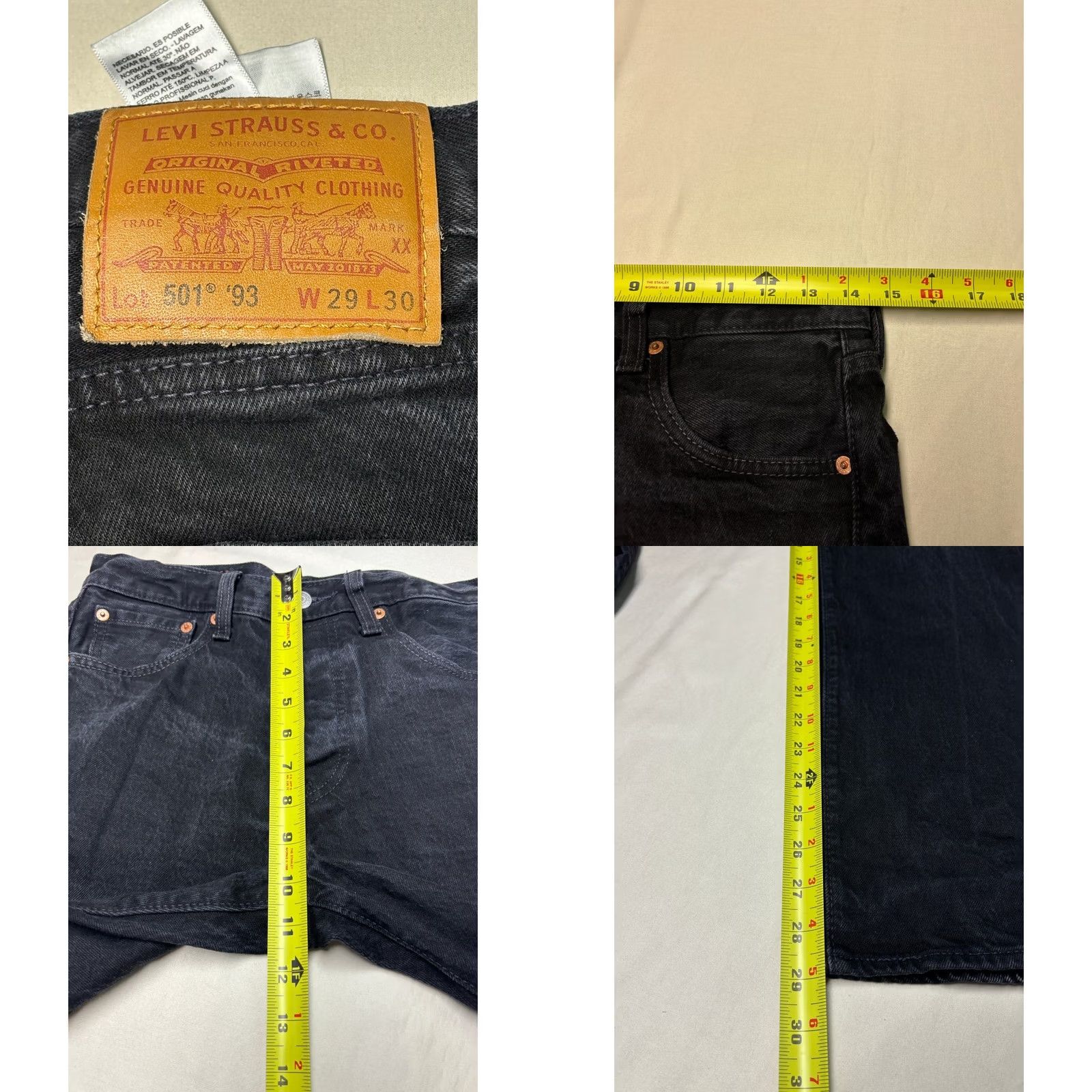 Levi's Levi's Premium 501 '93 Jeans Straight Black Mens W29 L30 79830-0026 Size US 29 - 8 Thumbnail