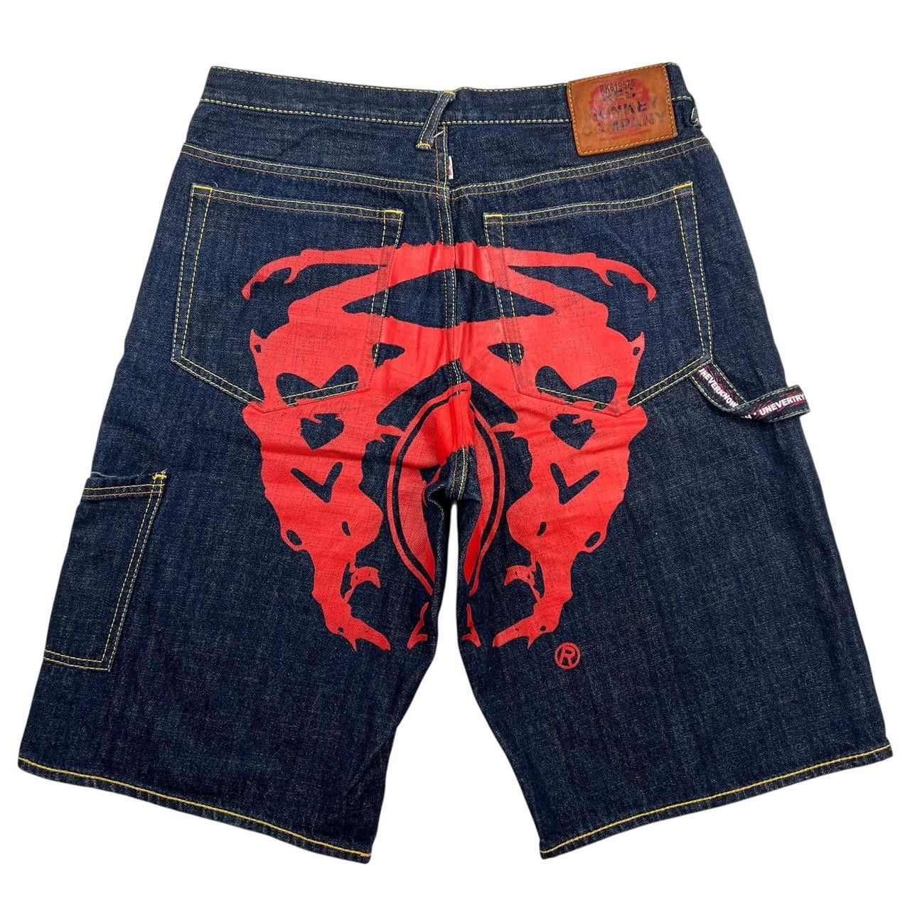 RMC Jeans Vintage RMC Denim Shorts / Jorts Red Print - Waist: 34” Size US 34 / EU 50 - 1 Thumbnail