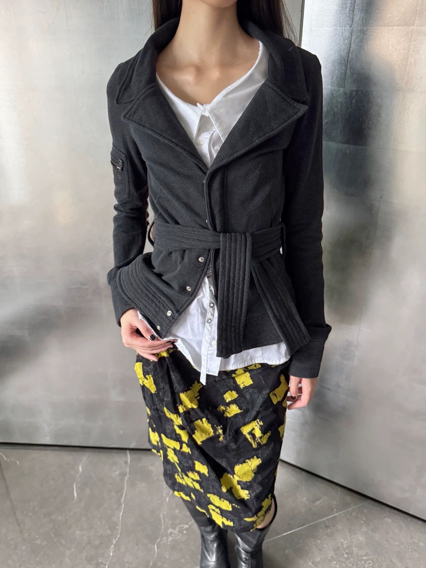 Diesel Diesel Vintage Tie-Lapel Stretch Bodycon L/S Top S Size S / US 4 / IT 40 - 1 Thumbnail