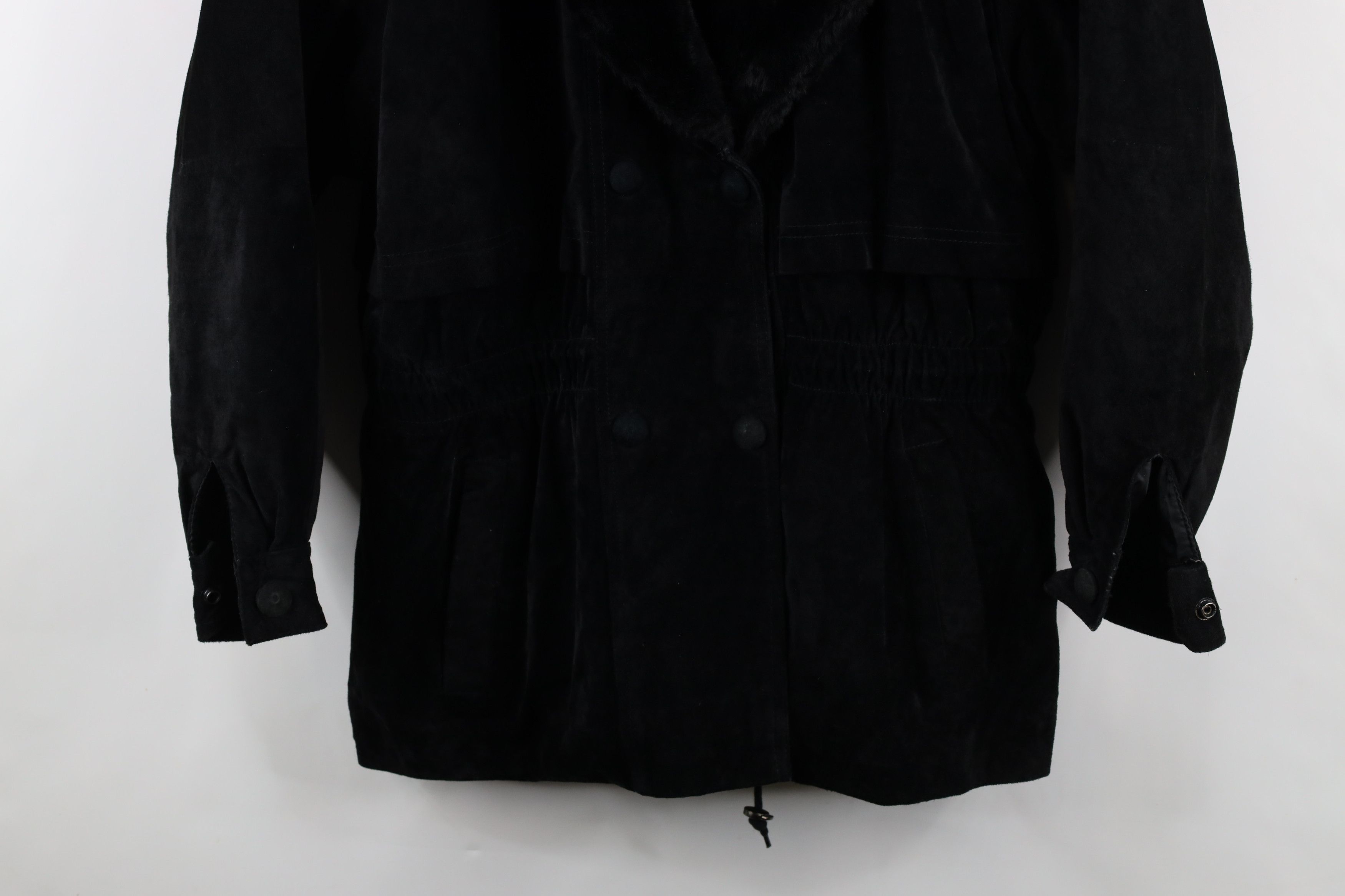 Vintage Vintage 90s Streetwear Plush Collar Suede Leather Jacket Size L / US 10 / IT 46 - 3 Thumbnail