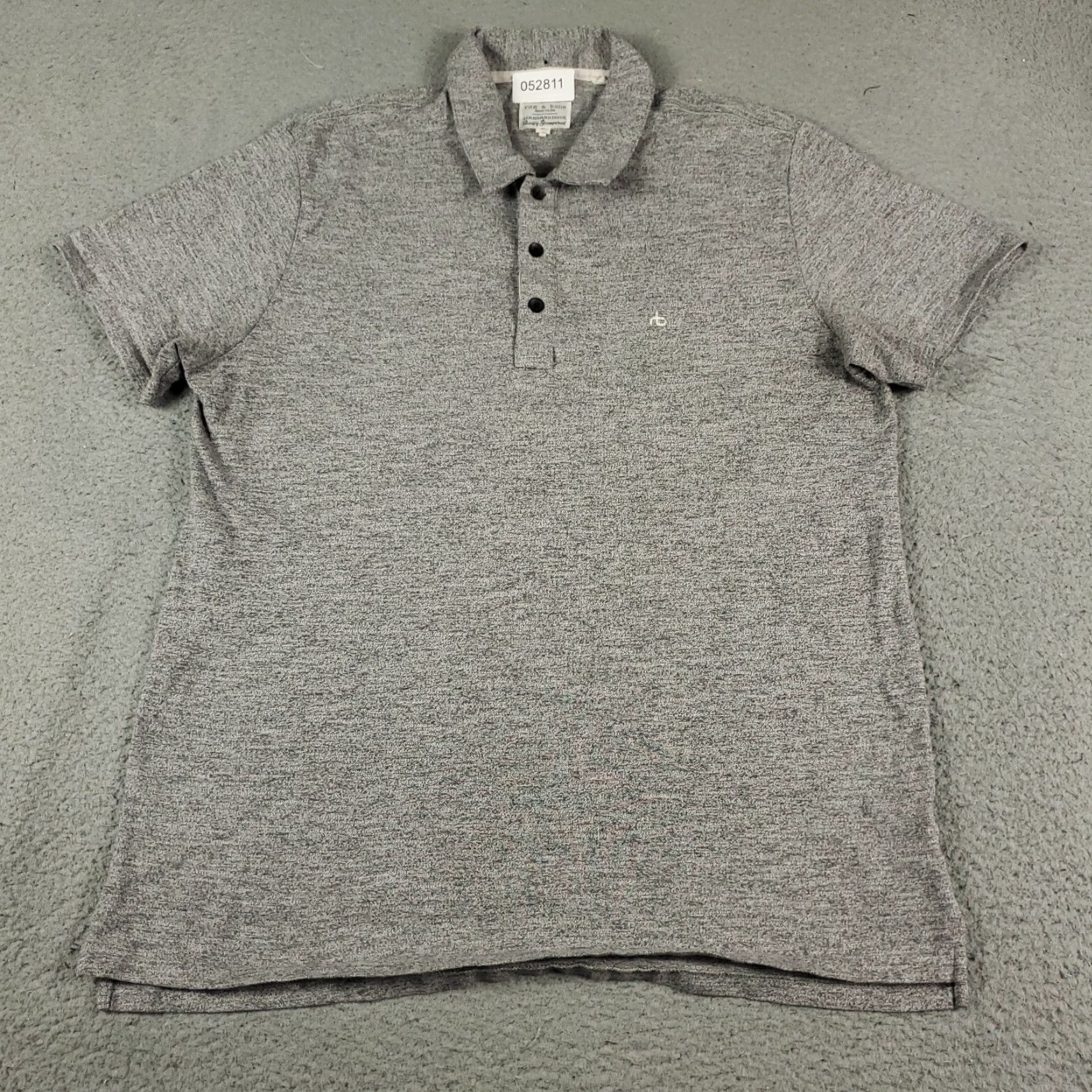Rag & Bone Rag & Bone Polo Shirt Mens XL Gray Solid Short Sleeve Button Collar Casual Size US XL / EU 56 / 4 - 2 Thumbnail