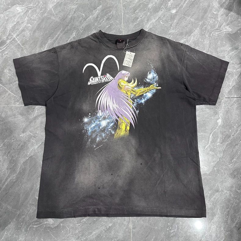 Saint Michael Gold Saints washed black short sleeves