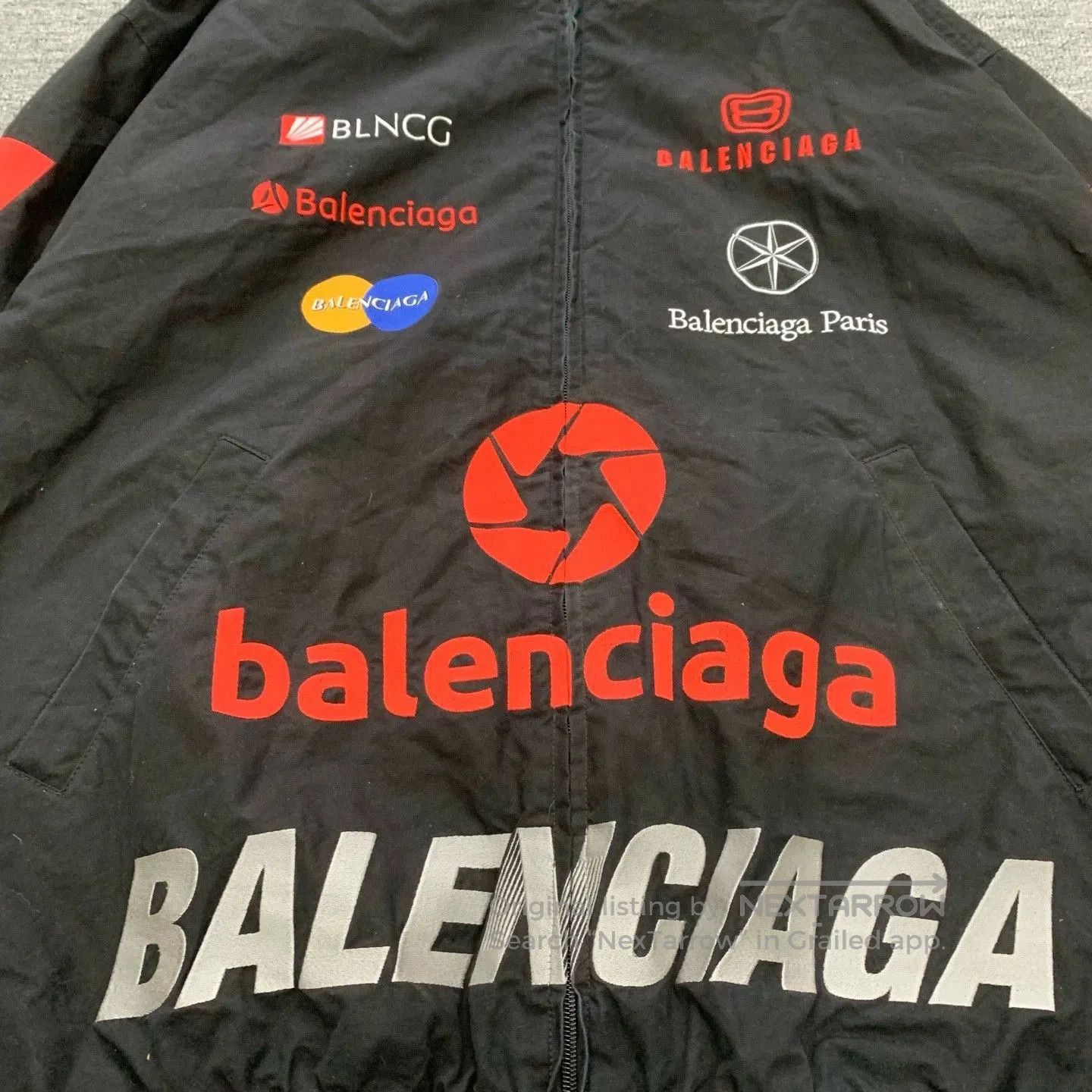 Balenciaga black logo racing jacket by Balenciaga. Size US XS / EU 42 / 0 - 9 Thumbnail