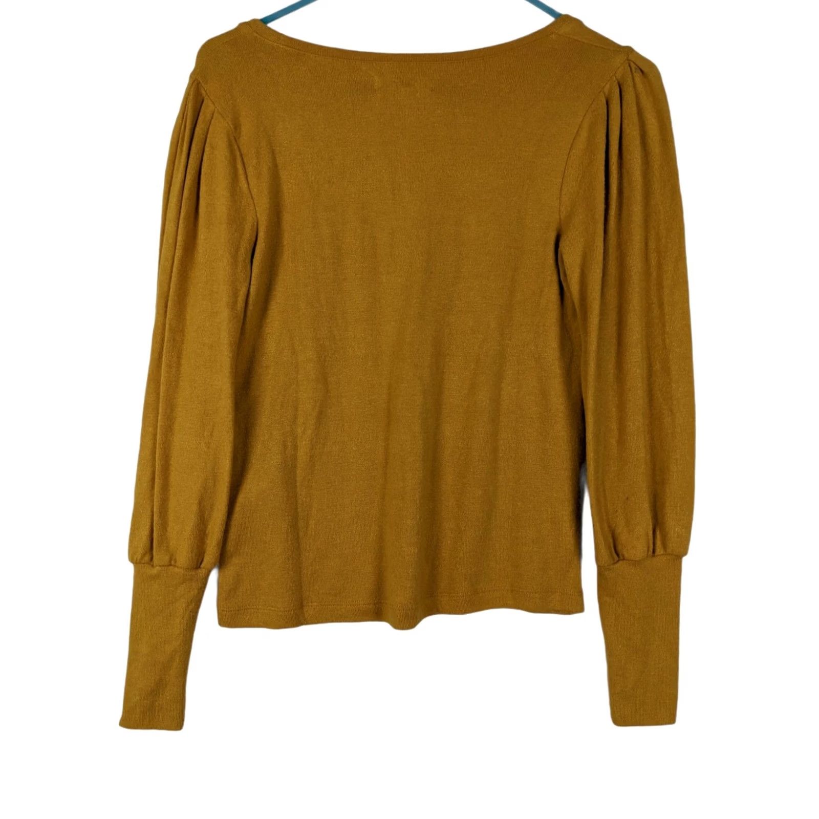 Madewell Madewell Blouse Tank Top Puff Sleeve Yellow XXS Womens V-Neck Casual Regular Knit Cotton/Viscose Size XXS / US 00 / IT 34 - 2 Thumbnail