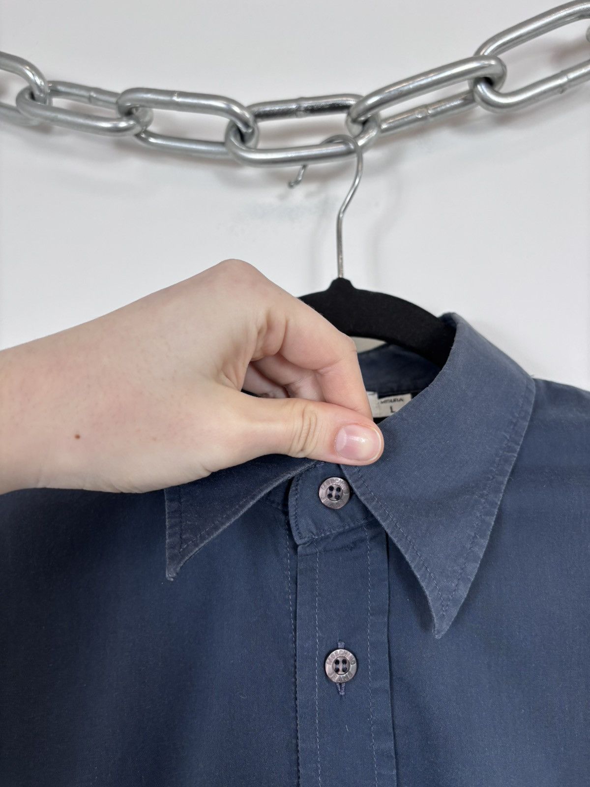 Moschino Vintage Moschino Jeans Men’s Navy Blue Short Sleeve Shirt Size US L / EU 52-54 / 3 - 5 Thumbnail