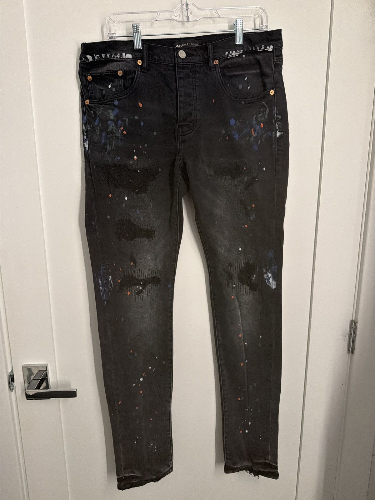 Purple Brand Purple Brand Paint Splatter Jeans – Black – Size 34 Size US 34 / EU 50 - 2 Thumbnail