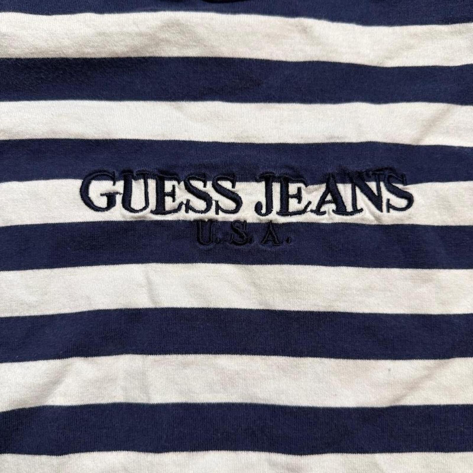 Guess vintage 80s Guess white and navy striped long sleeve top Size M / US 6-8 / IT 42-44 - 3 Thumbnail