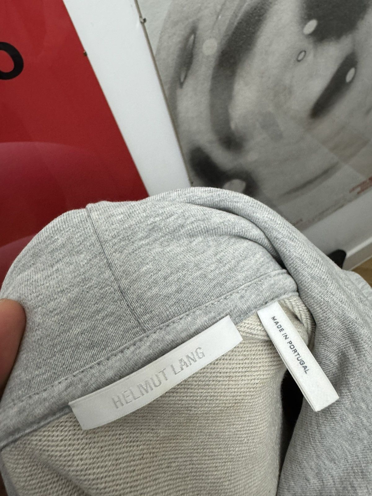 Helmut Lang Helmut Lang Logo Grey Hoodie Designer Rare Streetwear Size US L / EU 52-54 / 3 - 5 Thumbnail