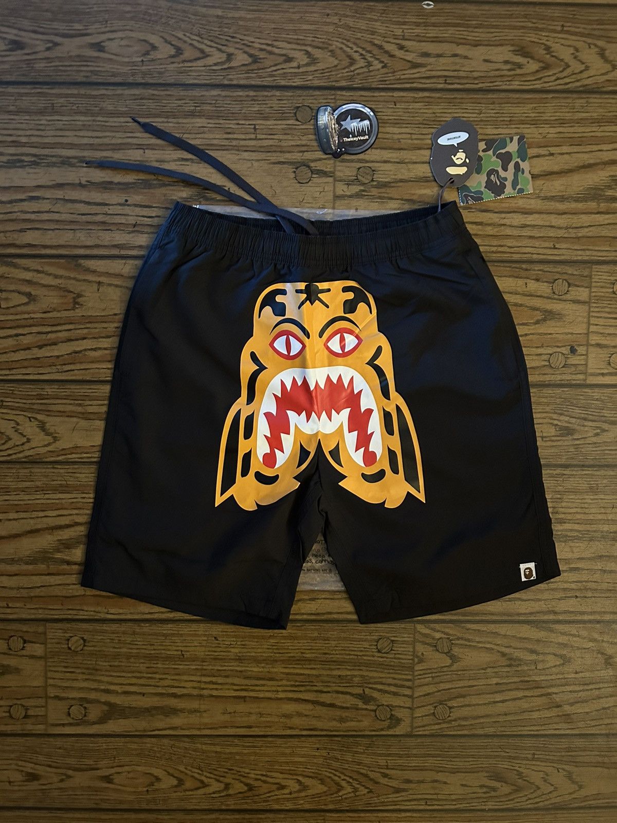 image of New Bape Black Tiger Beach Shorts, Men's (Size 30)