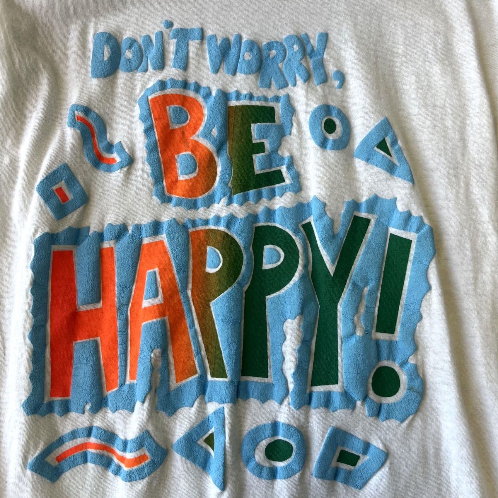 Vintage VINTAGE Don't Worry Be Happy Shirt Mens M White 80s Style Graphic Tee Size US M / EU 48-50 / 2 - 2 Thumbnail