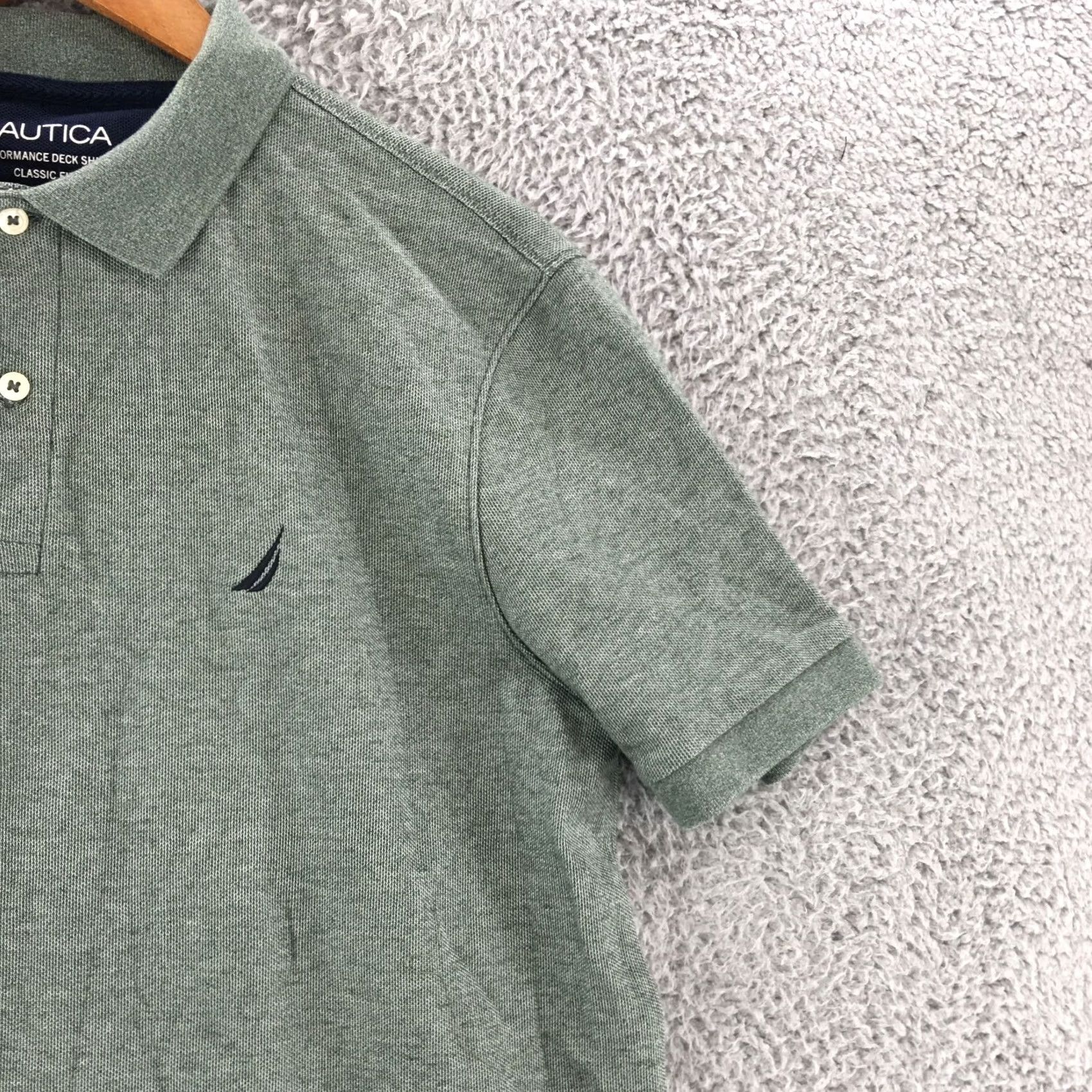 Nautica Nautica Short Sleeve Polo Shirt Top Mens M Green Cotton Blend Classic Fit Collar Size US M / EU 48-50 / 2 - 3 Thumbnail