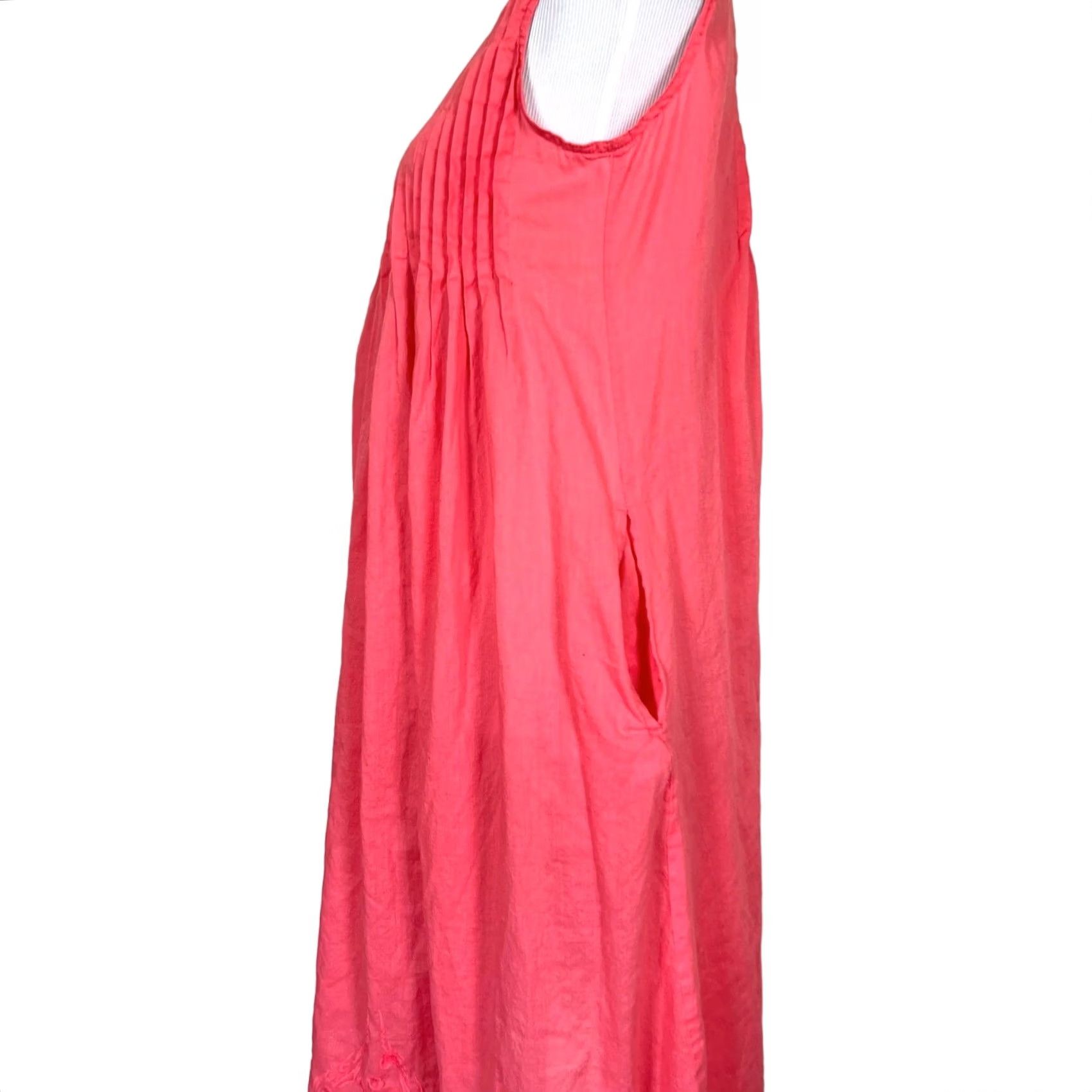 Pinko La Cera Cotton Sleeveless Dress Embroidered Coral Pink Lightweight Pockets Sz M - Women Sundress Midi Zipper? Size M / US 6-8 / IT 42-44 - 7 Thumbnail