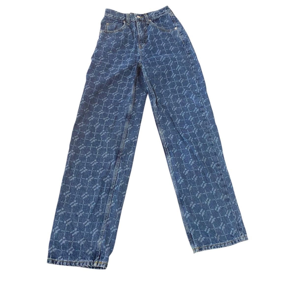 Urban Outfitters Let’s Frans Monogram Modern Boyfriend Wide Leg Jeans Size 28 Size 28" / US 6 / IT 42 - 1 Thumbnail