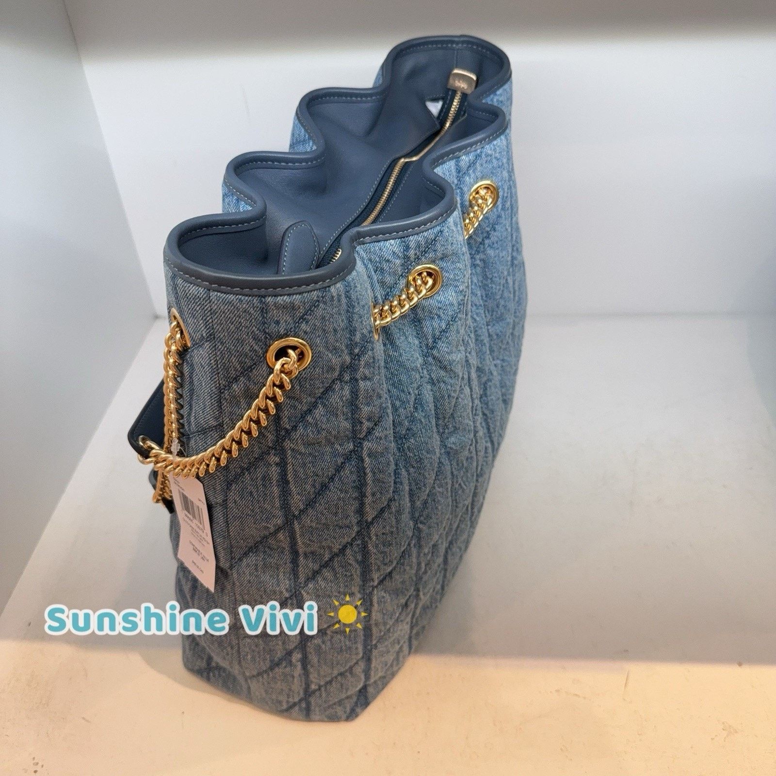 Coach NWT Coach Evelyn Large Shoulder Bag Cotton CDC01 Indigo Size ONE SIZE - 2 Thumbnail