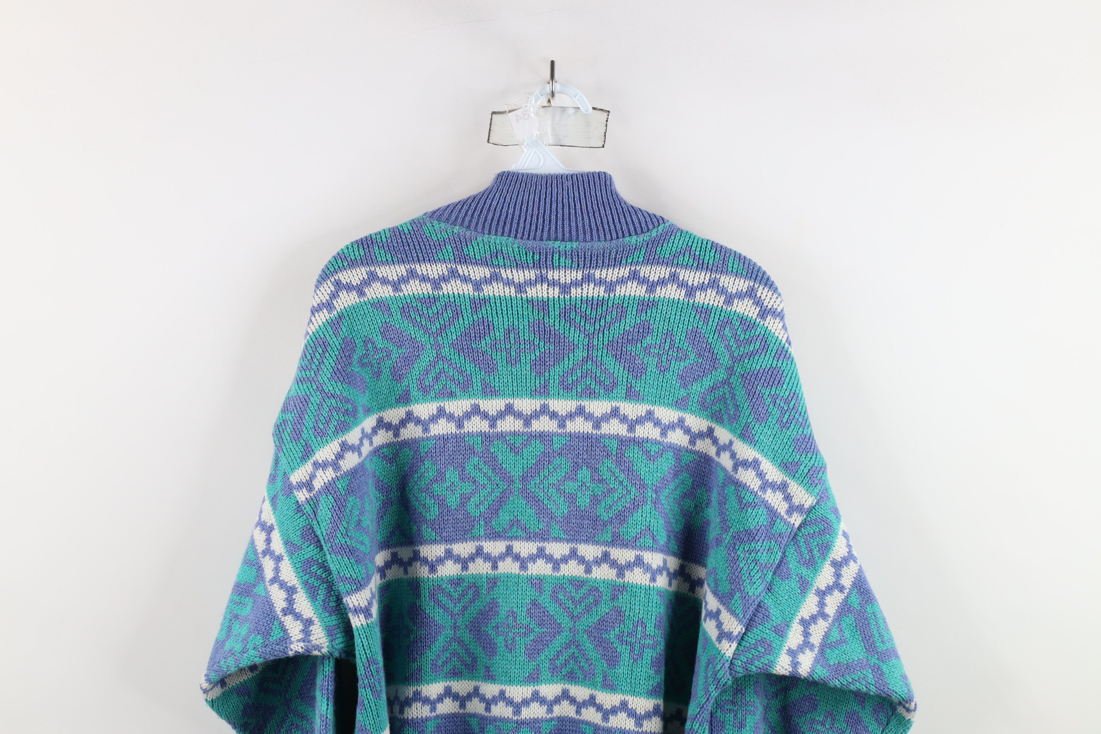 Vintage Vintage 90s Streetwear Blend Fair Isle Mock Neck Sweater USA Size L / US 10 / IT 46 - 11 Thumbnail