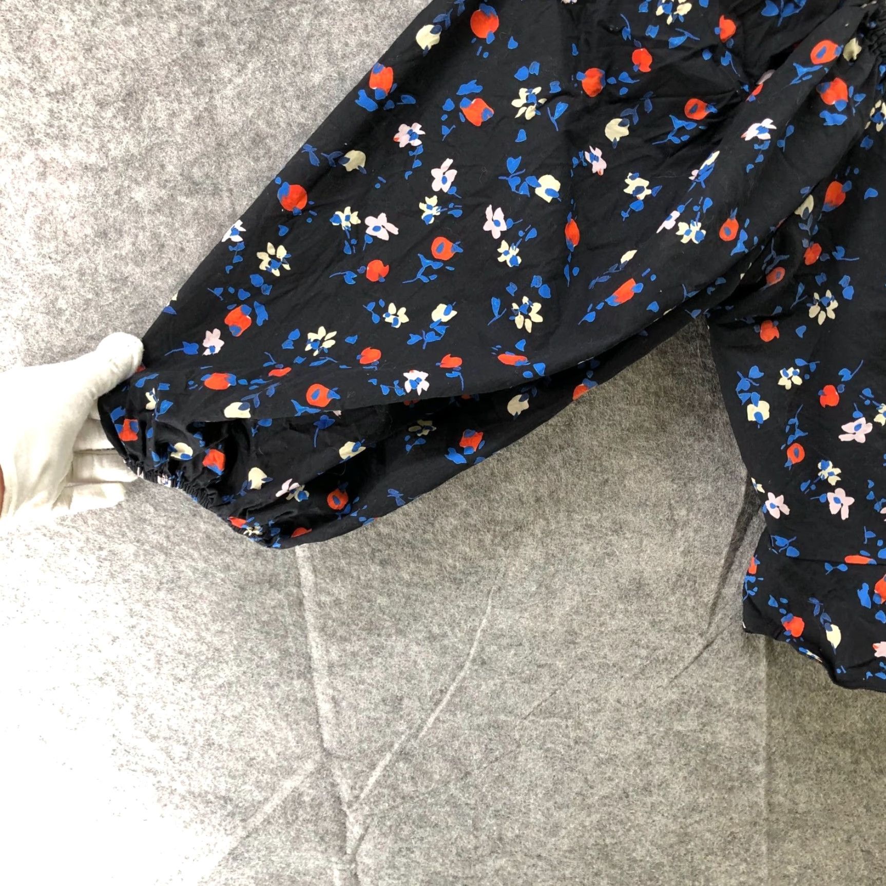 Vintage Asos Collusion Corset Square Neck Crop Top Womens 20 Puff Sleeve Blue Floral Cotton Blouse Size 3XL / US 20-22 - 5 Thumbnail