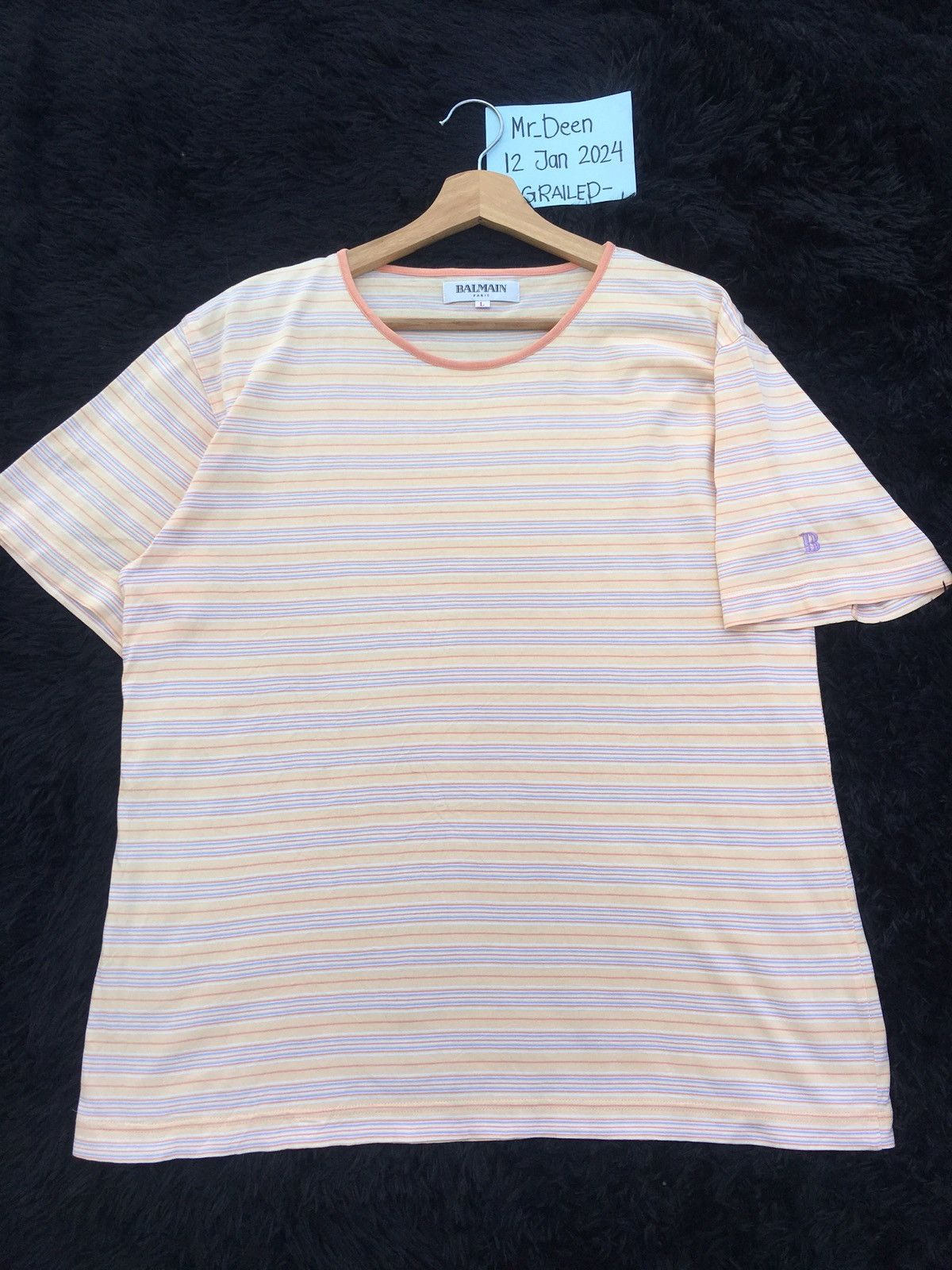 Balmain Rare Vintage BALMAIN Stripes Tshirt Size US L / EU 52-54 / 3 - 4 Thumbnail