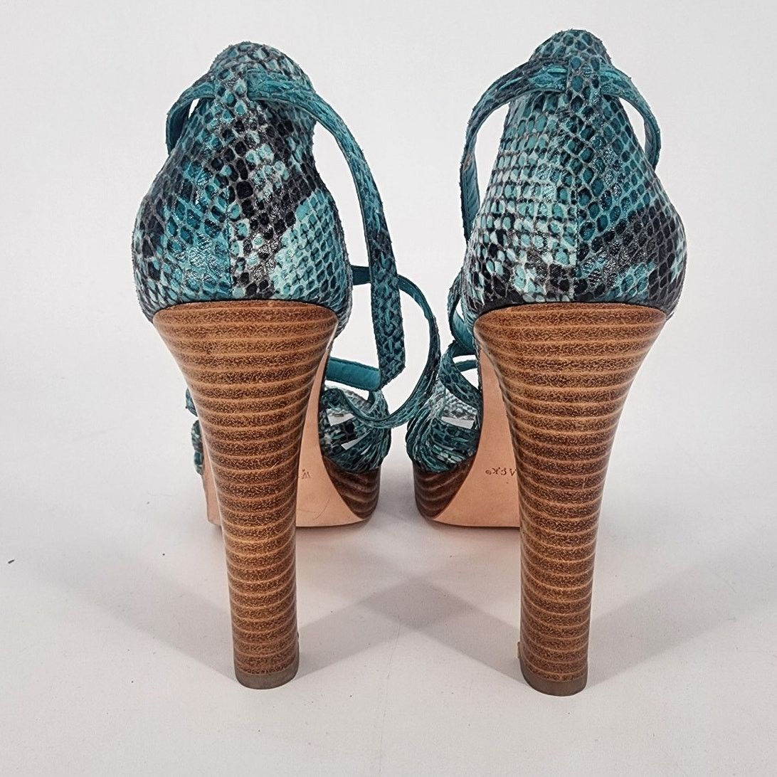 White House Black Market White House Black Market Teal Snakeskin Sandal Women's Sz 10 Size US 10 / IT 40 - 8 Thumbnail