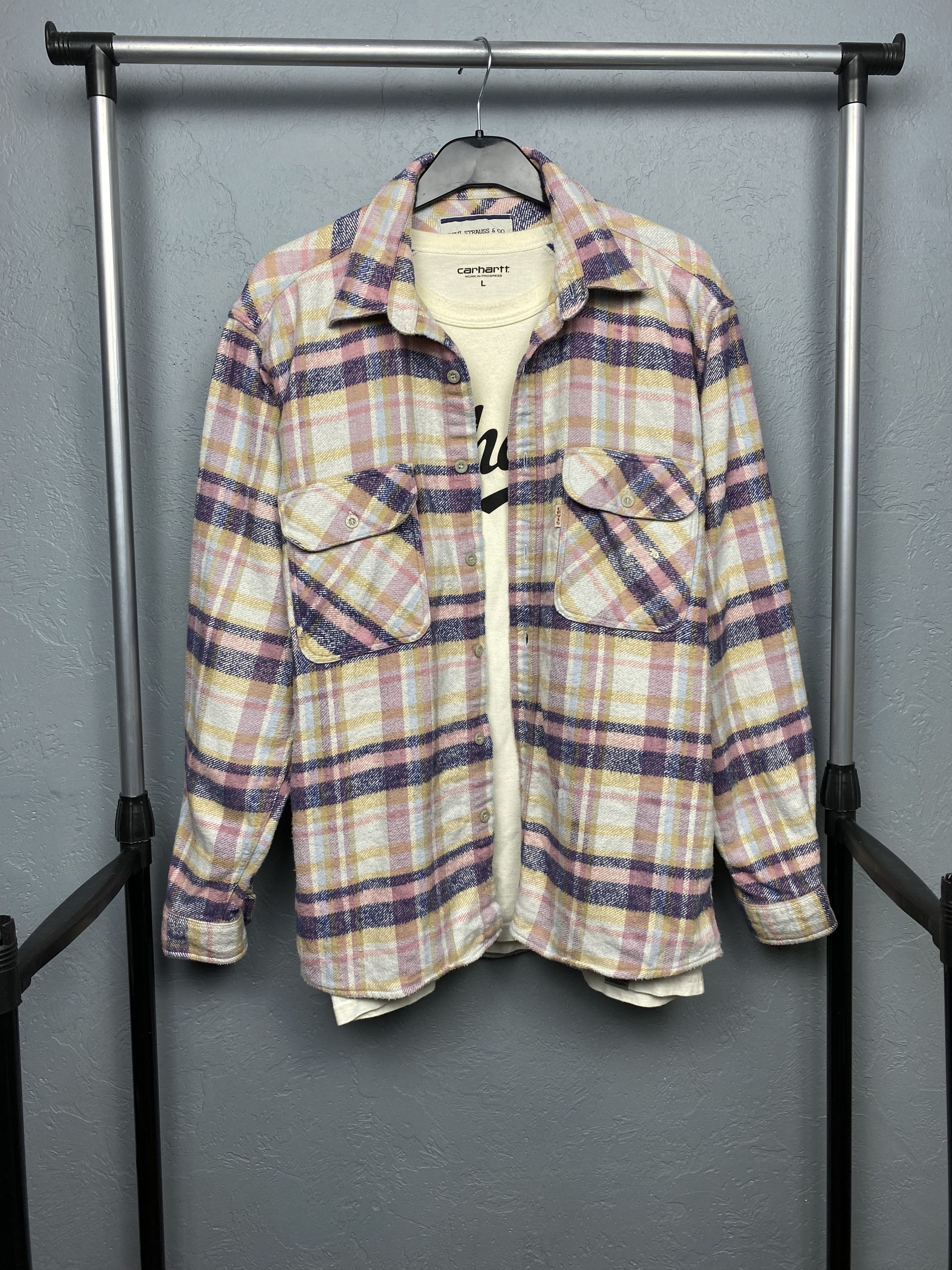 Flannel × Levi's × Levi's Vintage Clothing Levi's 90s Vintage Mens Flannel Plaid Shirt Size US L / EU 52-54 / 3 - 1 Thumbnail