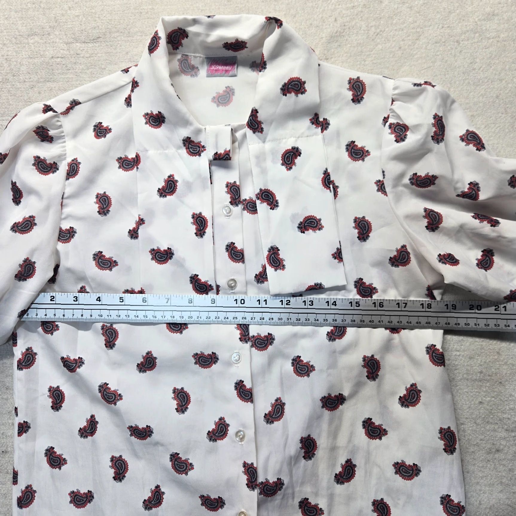 Vintage JCP White Paisley Button Up Shirt Top Blouse Long Sleeve Adult Women's M Medium Shirt Size M / US 6-8 / IT 42-44 - 3 Thumbnail