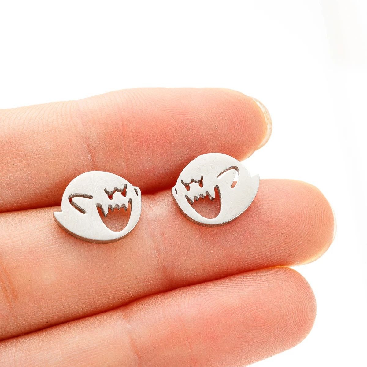 Jewelry Funny Ghost Stud Earrings Charm Stainless Earring Gift Size ONE SIZE - 5 Thumbnail