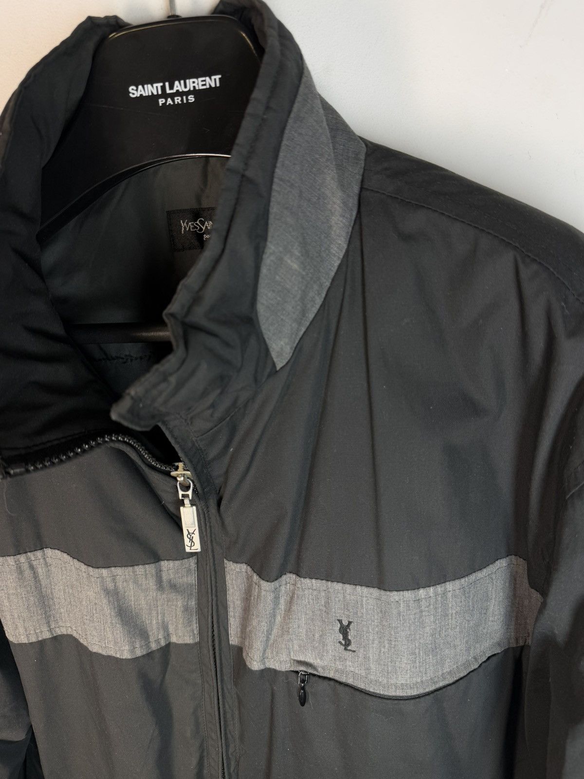 Warm YSL Jacket Black/Grey Autumn Bomber Vintage Luxury