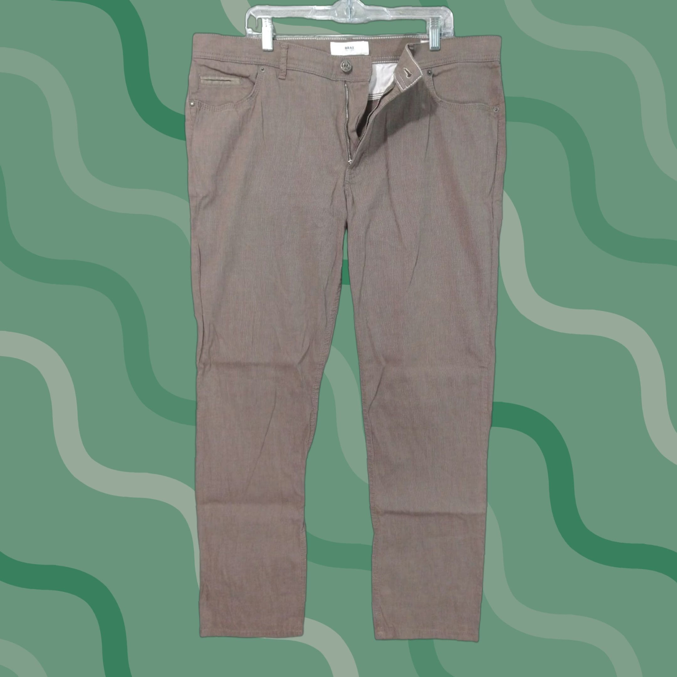 BRAX BRAX Pants Mens 42x34 Chino Brown Regular Cotton Stretch Flat Front 5-Pocket Style City College Preppy Mens Size US 42 / EU 58 - 1 Thumbnail