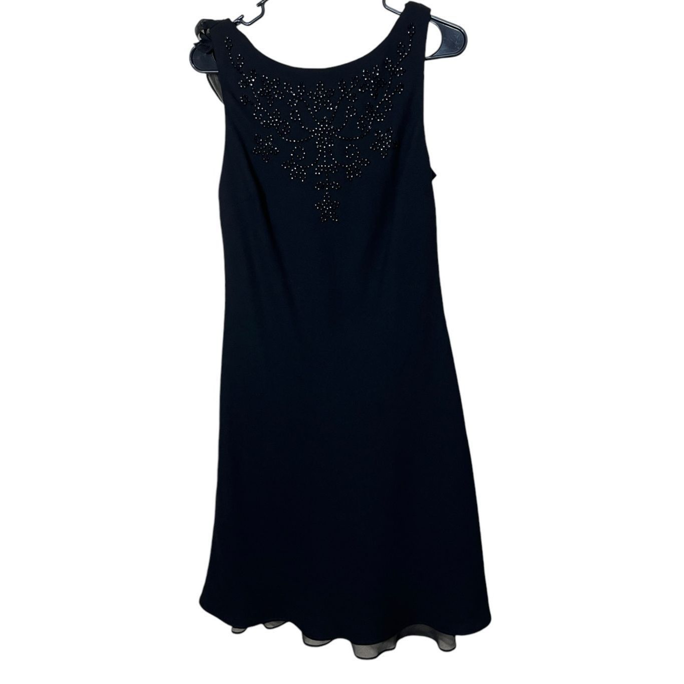 slim fit dress slacks SL Fashions Women's Sequin Lace Chiffon Caplet Gown - Navy main image 1