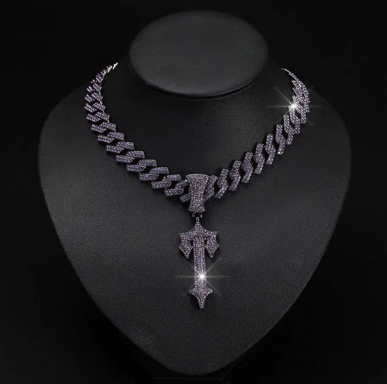 Jewelry Purple Sword Men Necklace Hip Hop Sword Pendant Necklace Size ONE SIZE - 1 Thumbnail