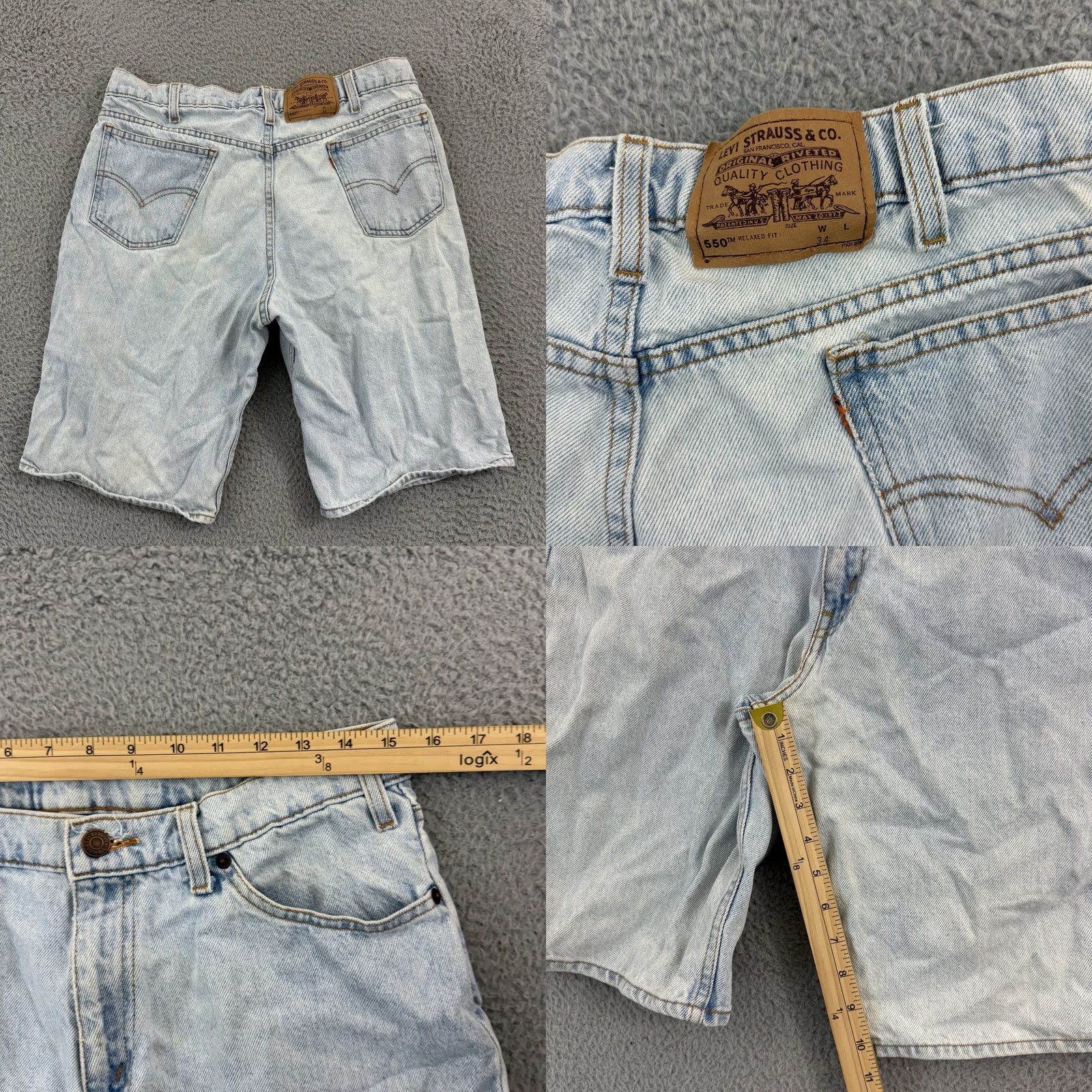 Levi's VINTAGE Levi’s 550 Shorts Men’s 30 Denim Blue Stone Wash 10” Hipster Biker 90s USA Mens Size US 30 / EU 46 - 8 Thumbnail