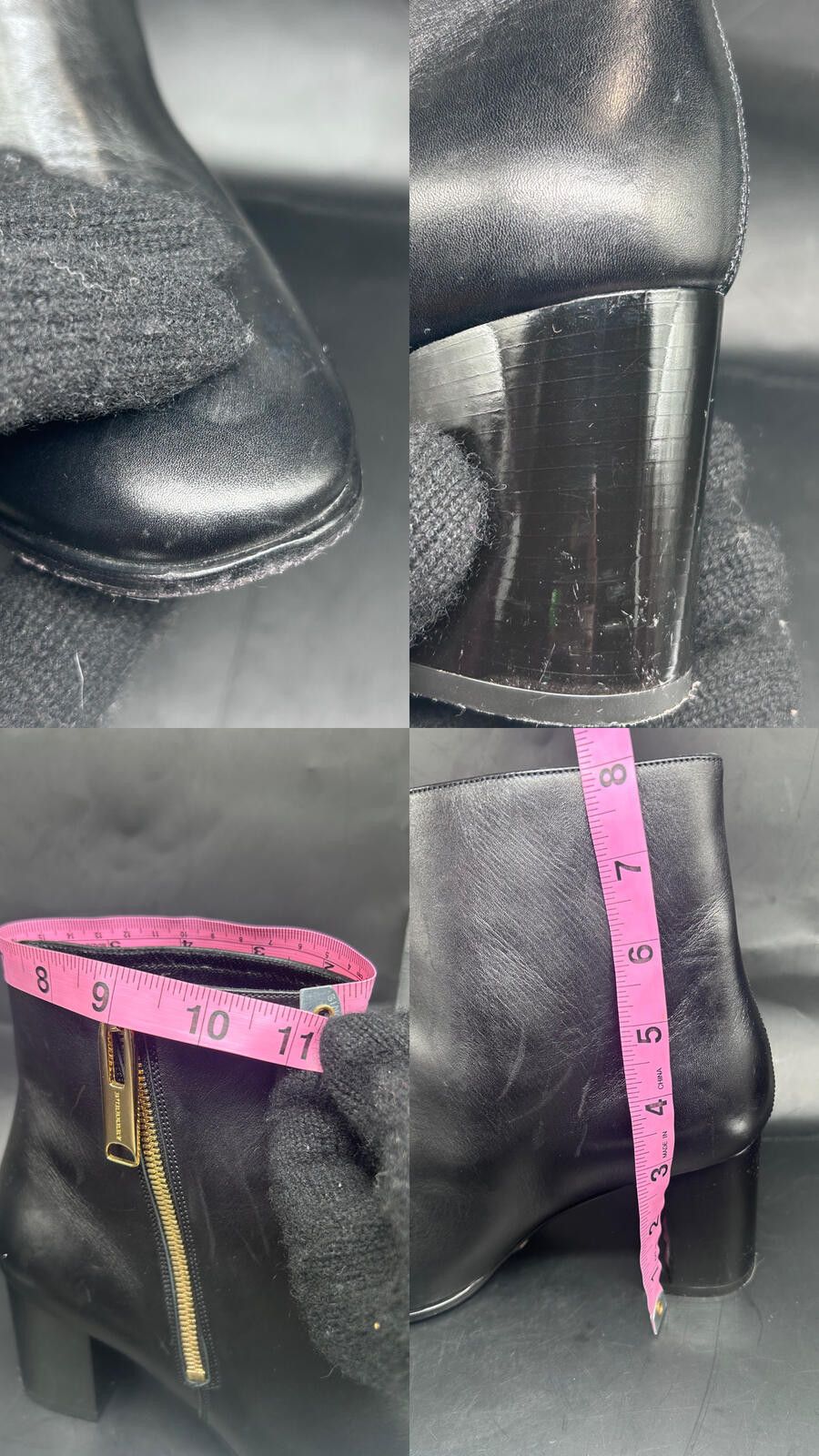 Burberry Burberry Black Leather Block Heel Ankle Boots Gold Zip Size US 8.5 / IT 38.5 - 8 Thumbnail