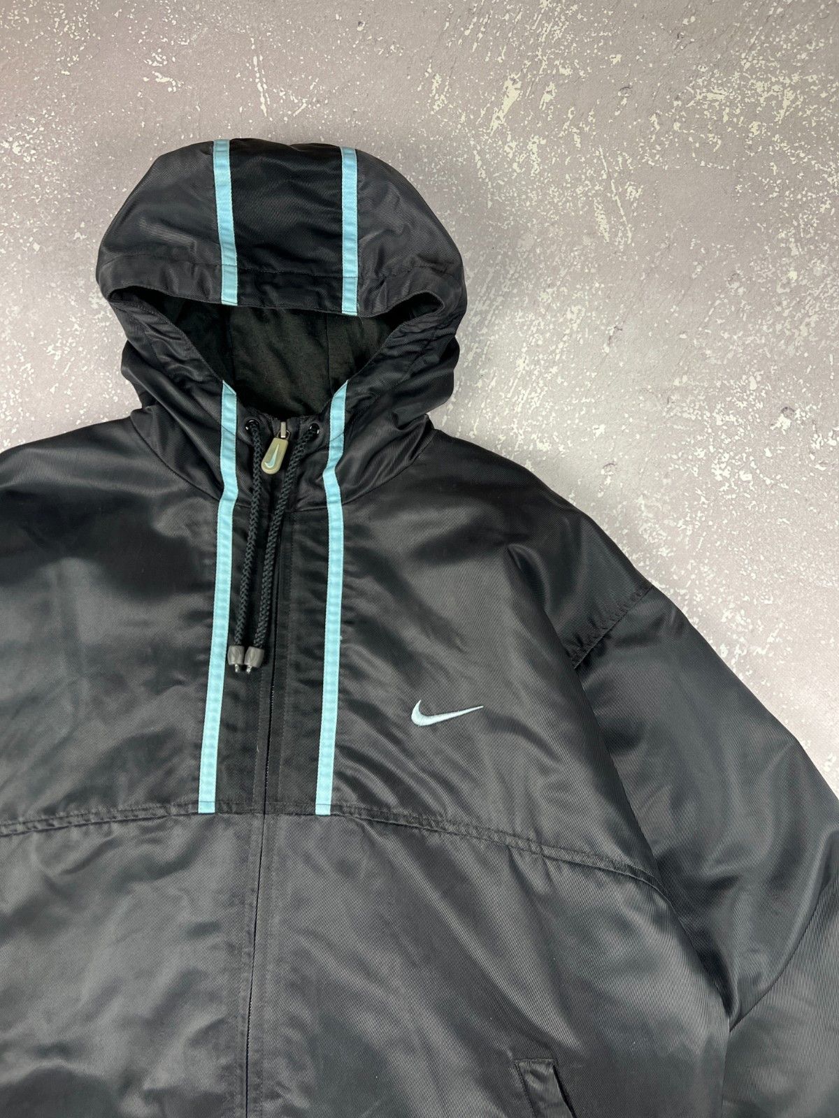 Nike × Vintage 90s Vintage Nike Swoosh Logo Hooded Jacket Mens L Black Size US L / EU 52-54 / 3 - 2 Thumbnail