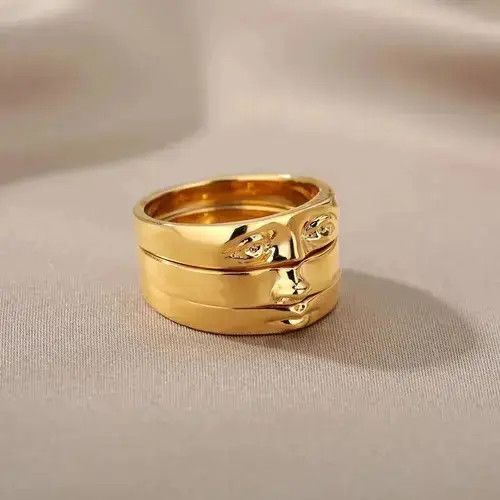 VIBE Aesthetic Vintage Eye Gold Rings Size ONE SIZE - 2 Thumbnail