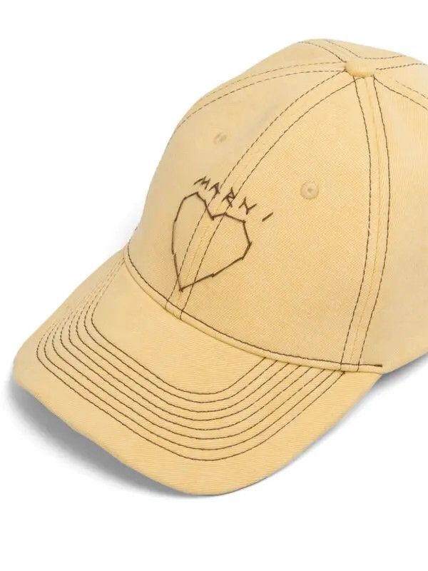 Marni o1w1db11125 Size: OS/Logo Embroidered Baseball Cap in Yellow Size ONE SIZE - 3 Thumbnail