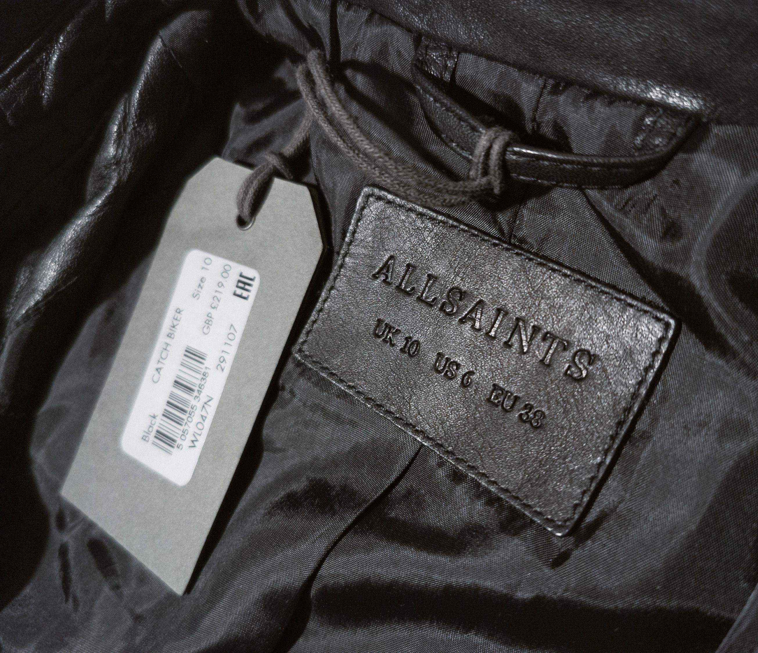 Allsaints MSRP 390€ Biker Leather Jacket M, black, used-look, short Size M / US 6-8 / IT 42-44 - 9 Thumbnail