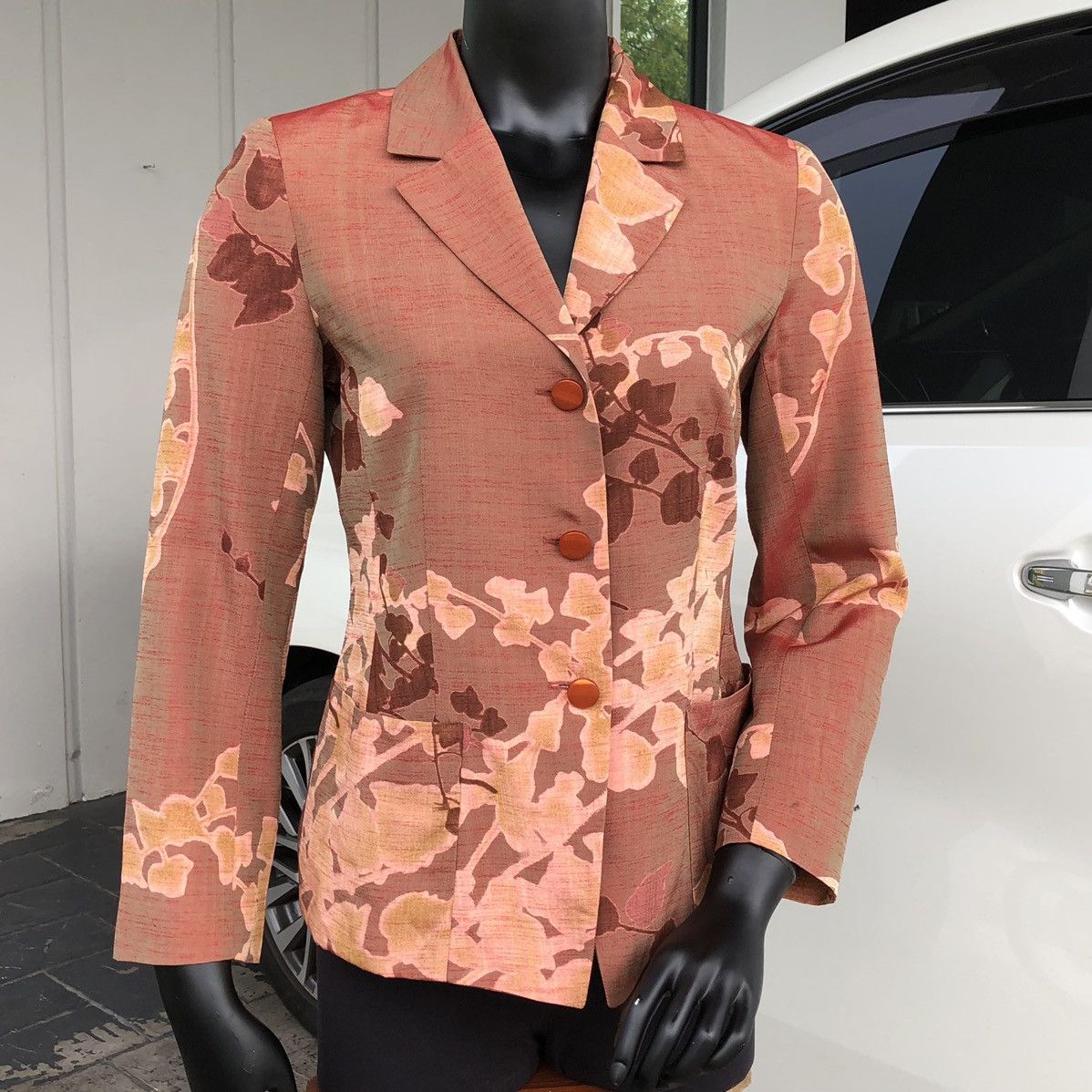 Kenzo KENZO Paris Brown Floral Pattern Rayon Suit Blazer / Jacket Size M / US 6-8 / IT 42-44 - 2 Thumbnail