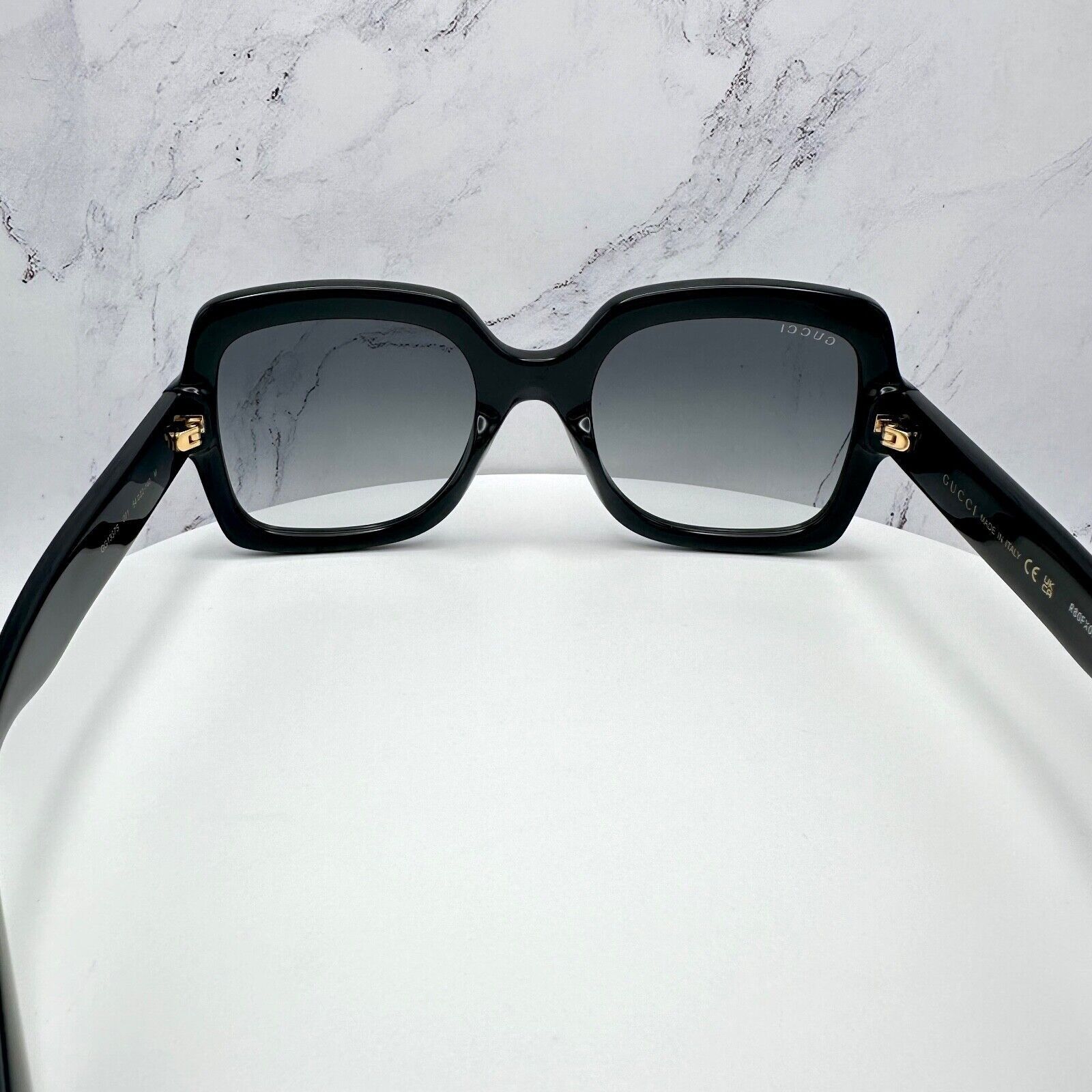 Gucci Gucci Sunglasses Black Square Womens Gold GG Logo Oversized Size ONE SIZE - 14 Thumbnail