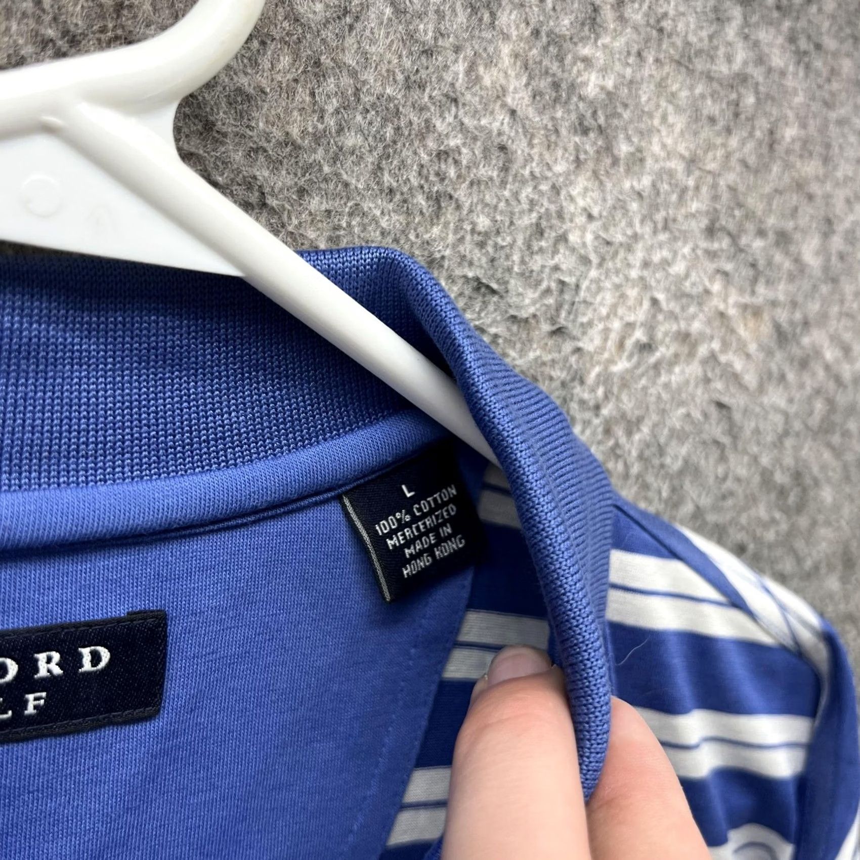 Vintage Oxford Golf Polo Shirt Mens L Blue Stripe Ironhorse Logo 100% Cotton Golf Casual Polo Shirt Size US L / EU 52-54 / 3 - 6 Thumbnail