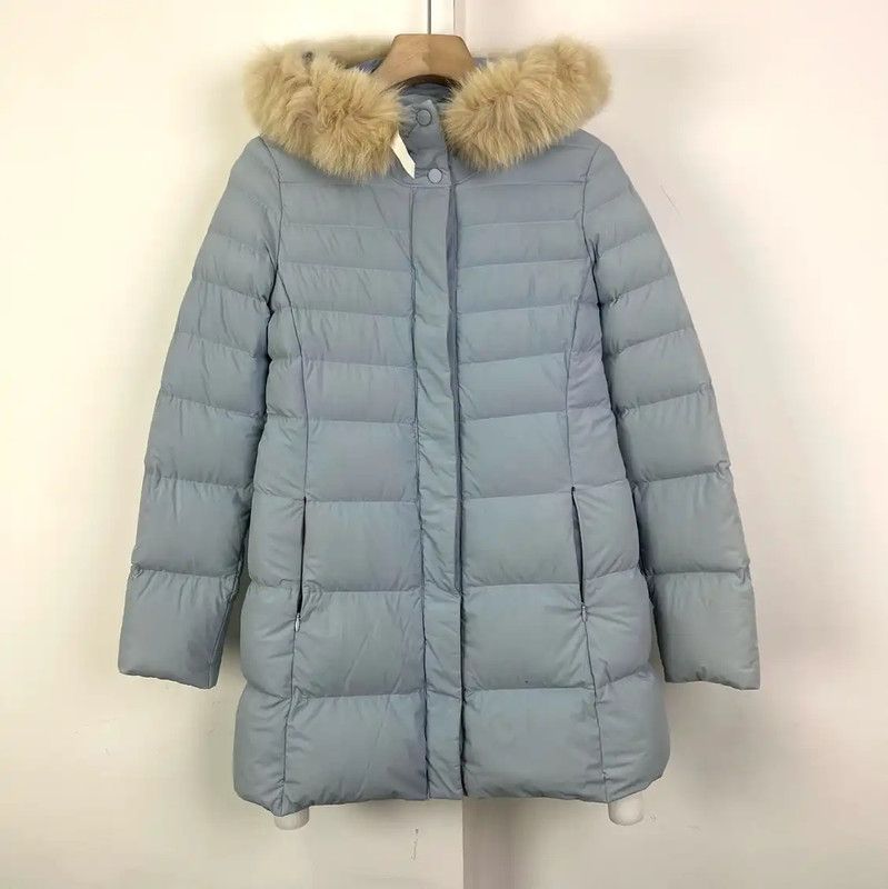 Max Mara MaxMara Light Blue Long Down Jacket 0089 Size XS / US 0-2 / IT 36-38 - 1 Thumbnail