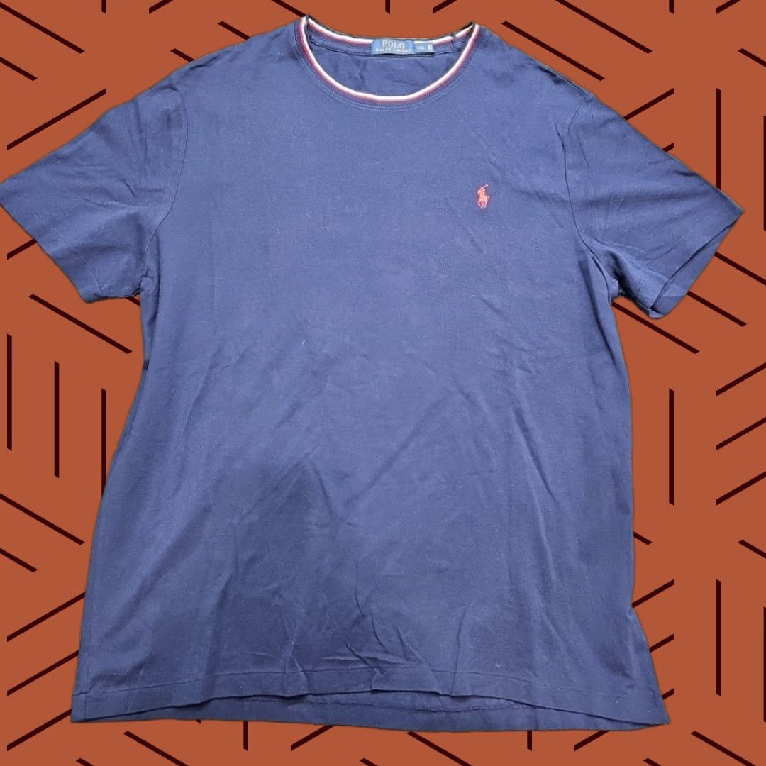Polo Ralph Lauren Polo Ralph Lauren T-Shirt Men 2XL Blue Crew Neck Short Sleeve Red White Contrast Striped Trim Collar Shirt Mens Size US XXL / EU 58 / 5 - 1 Thumbnail