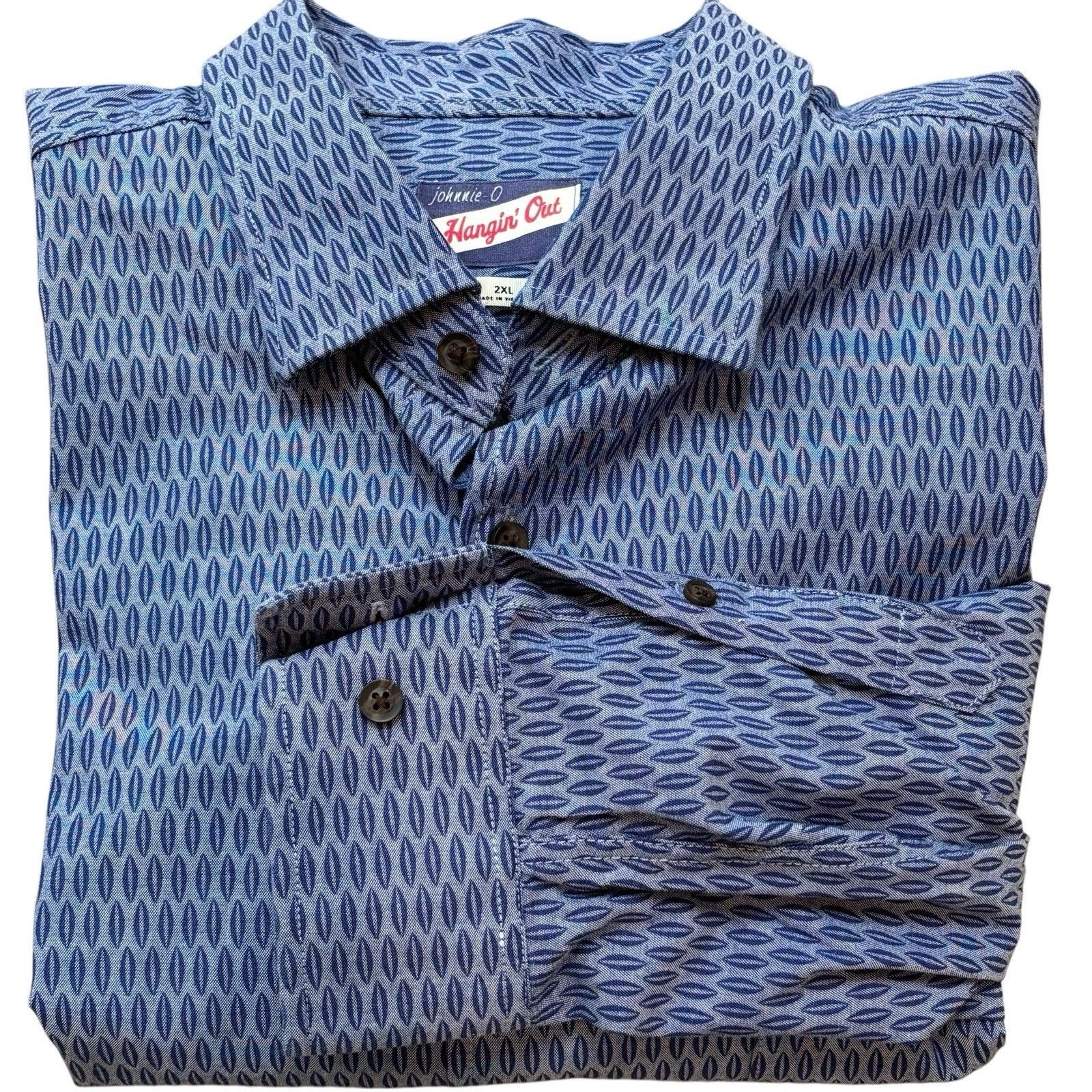 johnnie-O JohnnieO Blue Geometric Print Finley Button Down Stretch XXL Size US XXL / EU 58 / 5 - 3 Thumbnail