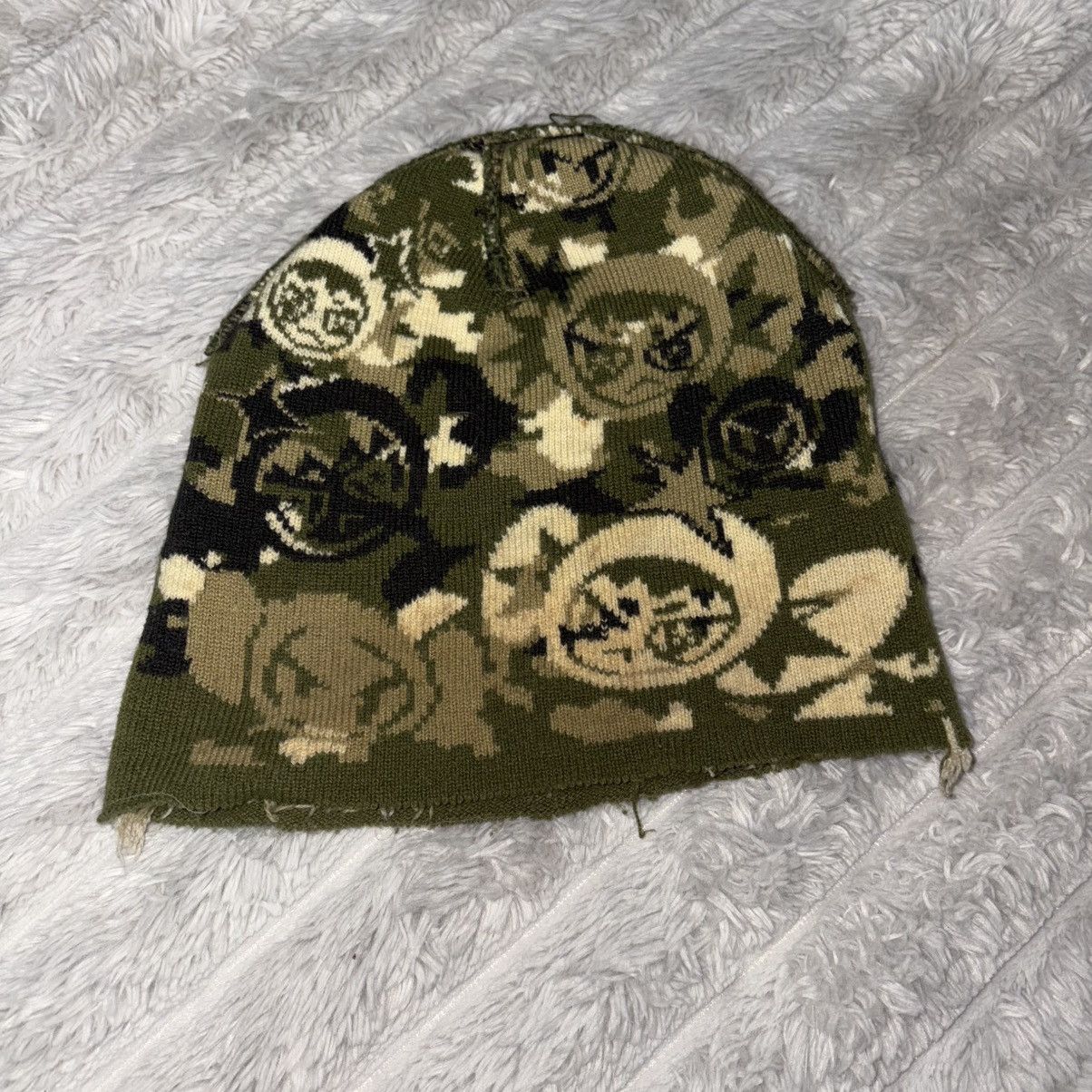 Happy99 Happy 99 black and green knitted visor brim cap | Grailed
