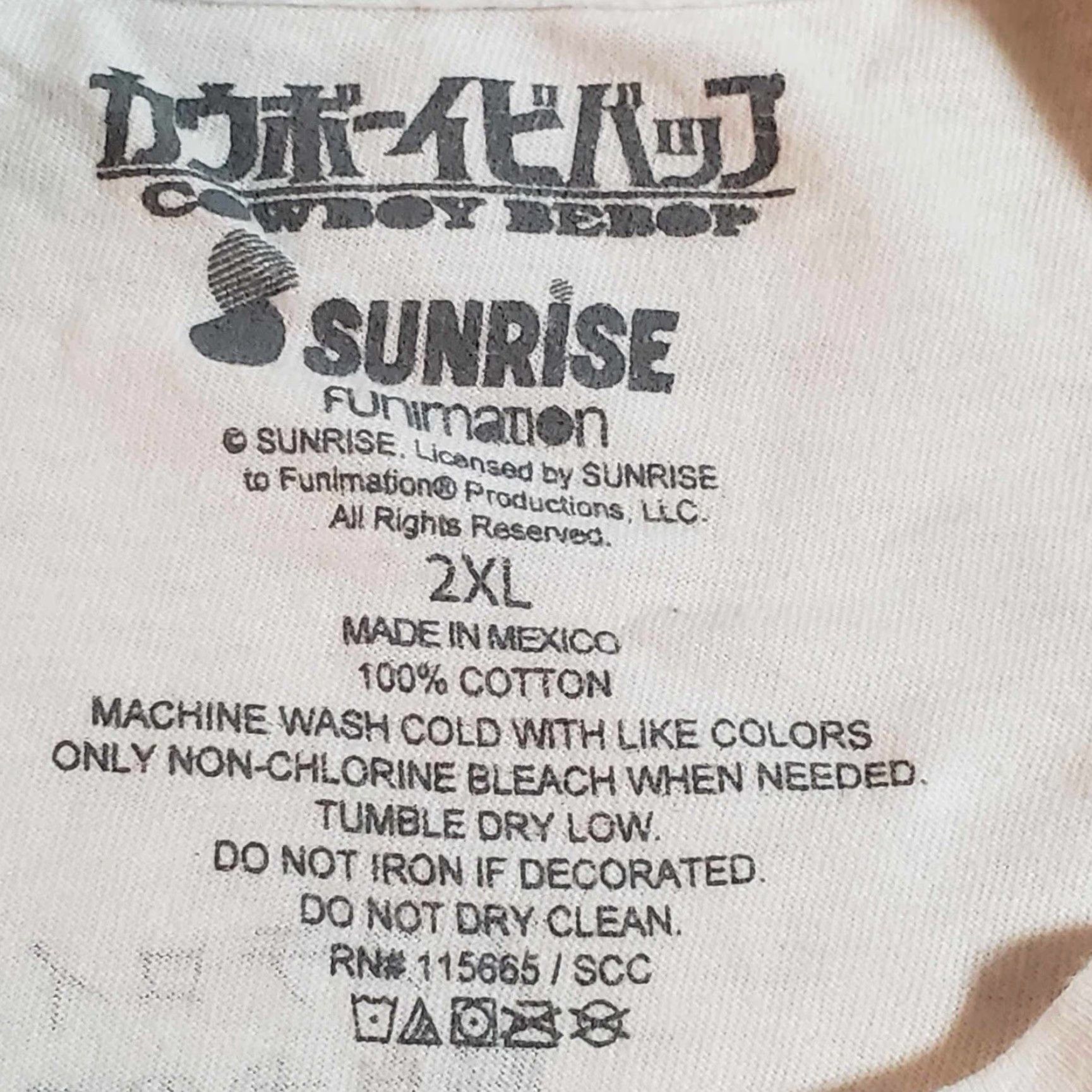 Vintage RARE Cowboy Bebop T Shirt Sunrise Funimation Space Cowboy 2XL White Cotton Short Sleeve Mens Size US XXL / EU 58 / 5 - 2 Thumbnail